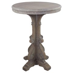 Small Antique Limed Oak Side Table in Baroque Style