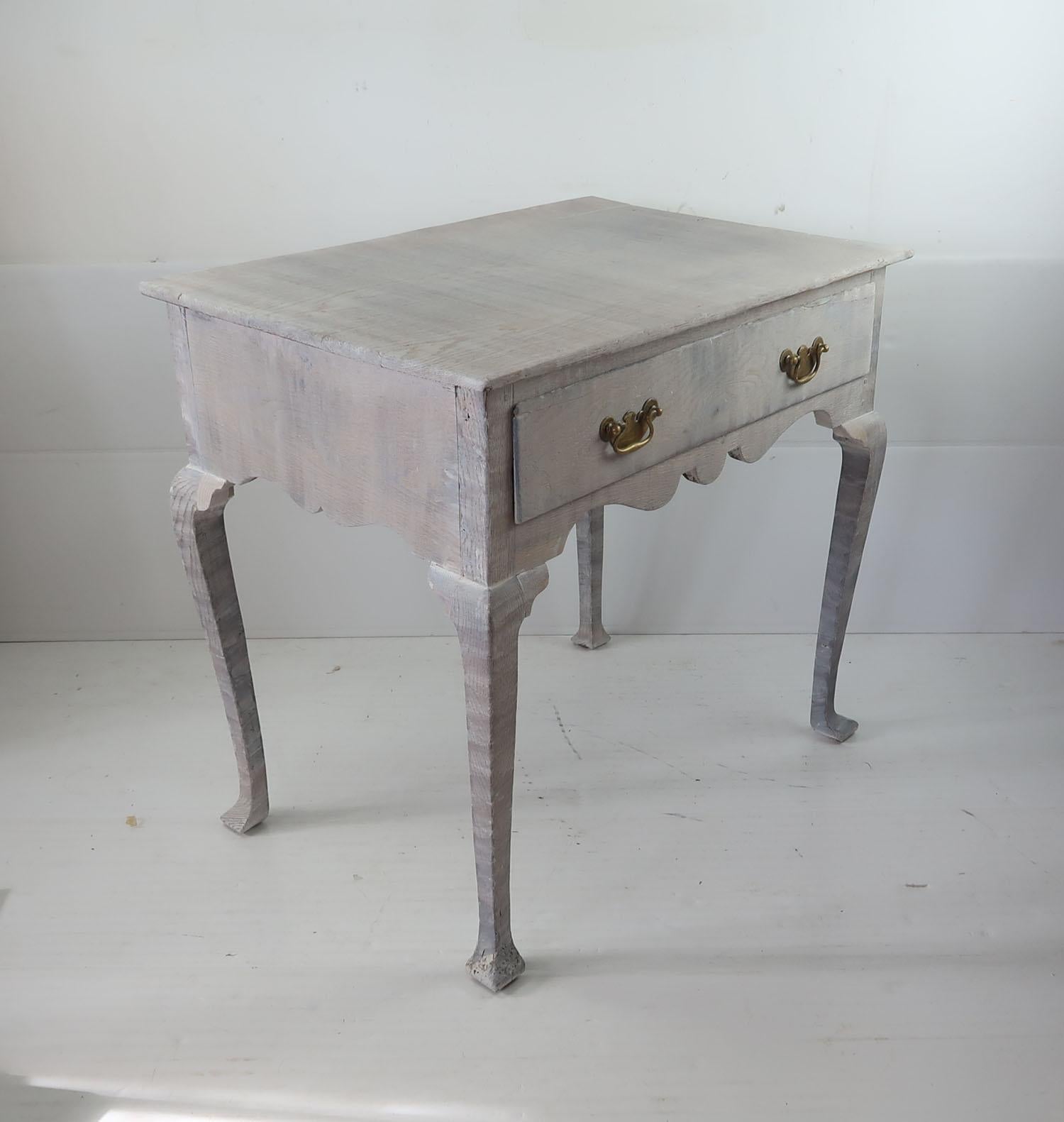 Early 18th Century Small Antique Limed Oak Side Table or Desk, English, circa 1720
