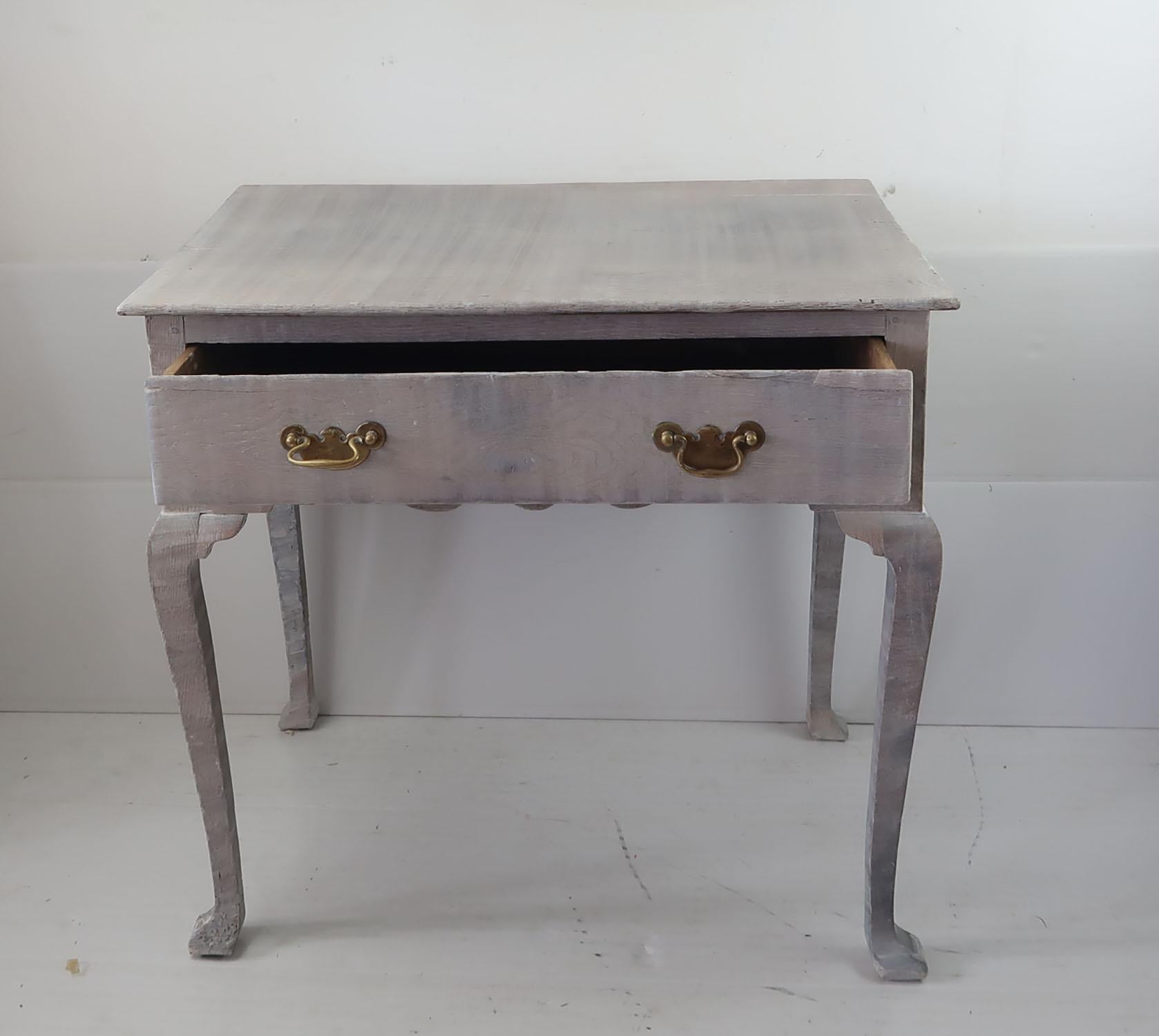 Small Antique Limed Oak Side Table or Desk, English, circa 1720 1