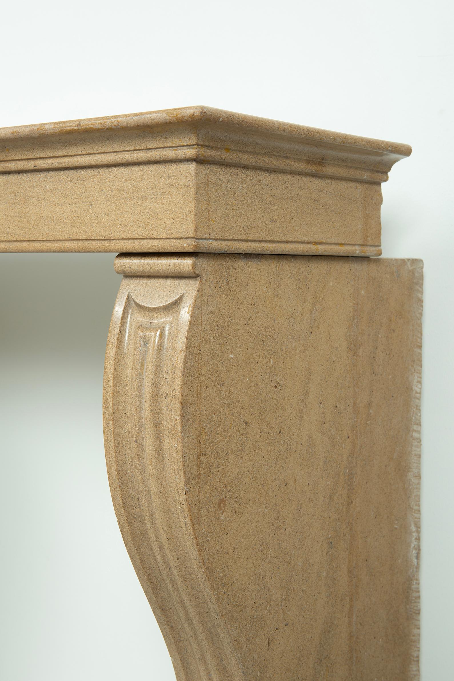 Small Antique Limestone Fireplace Mantel from France For Sale 6