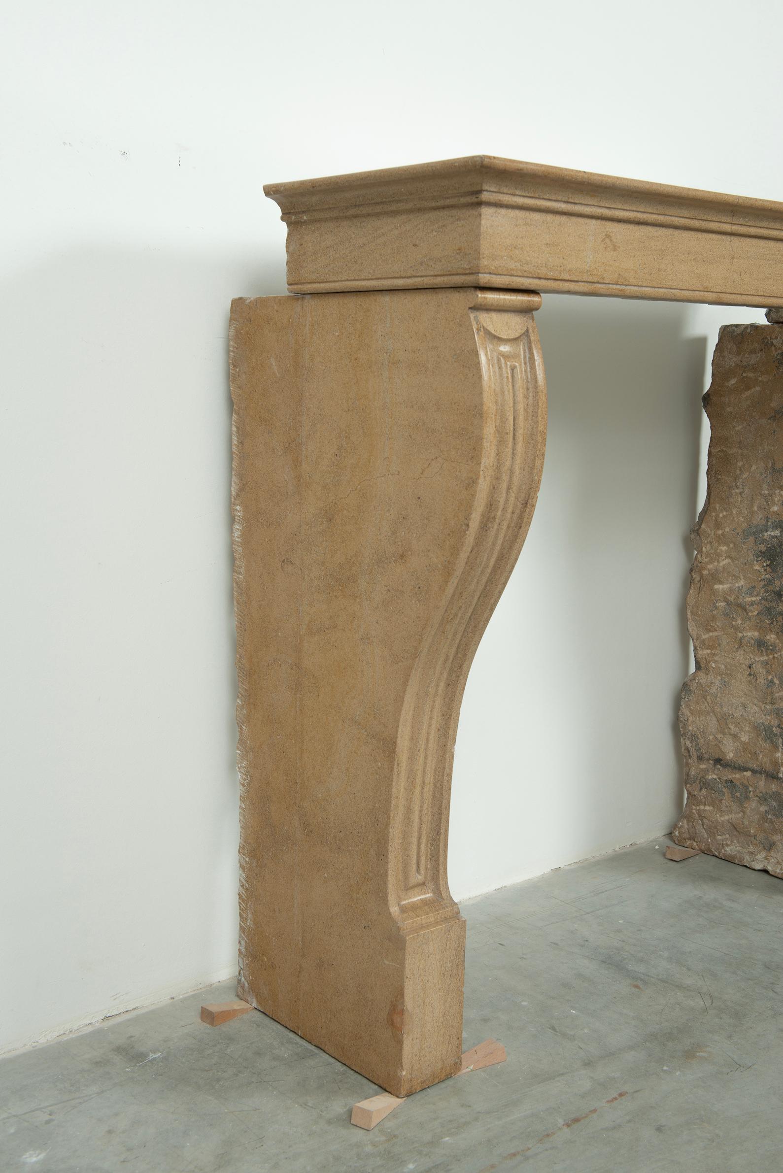 Small Antique Limestone Fireplace Mantel from France For Sale 13