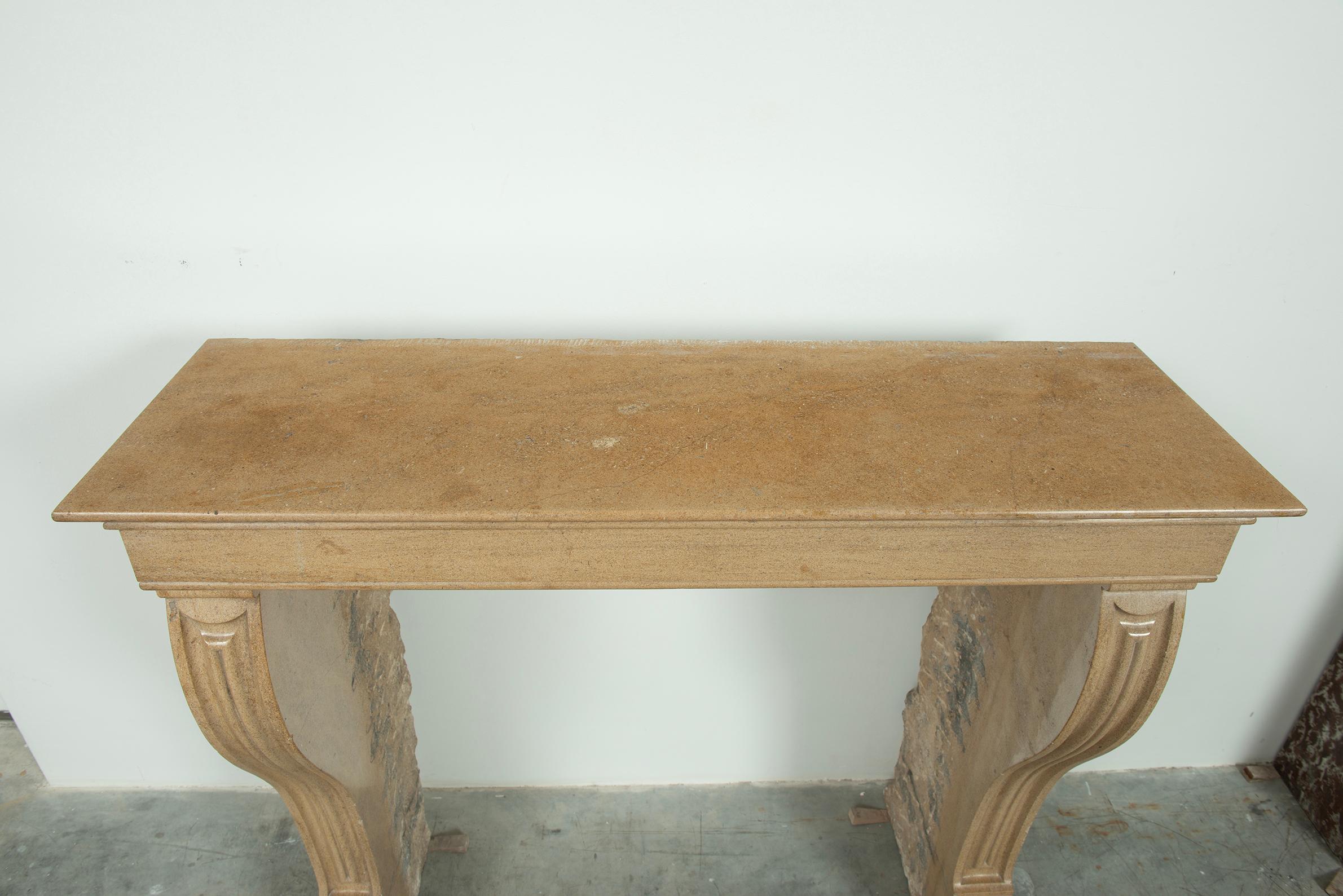 Small Antique Limestone Fireplace Mantel from France For Sale 2