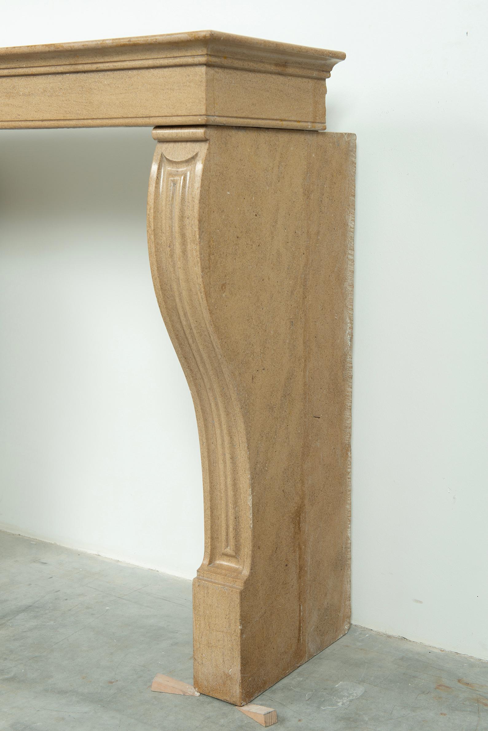 Small Antique Limestone Fireplace Mantel from France For Sale 4