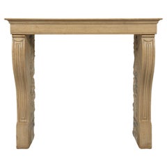 Small Antique Limestone Fireplace Mantel from France