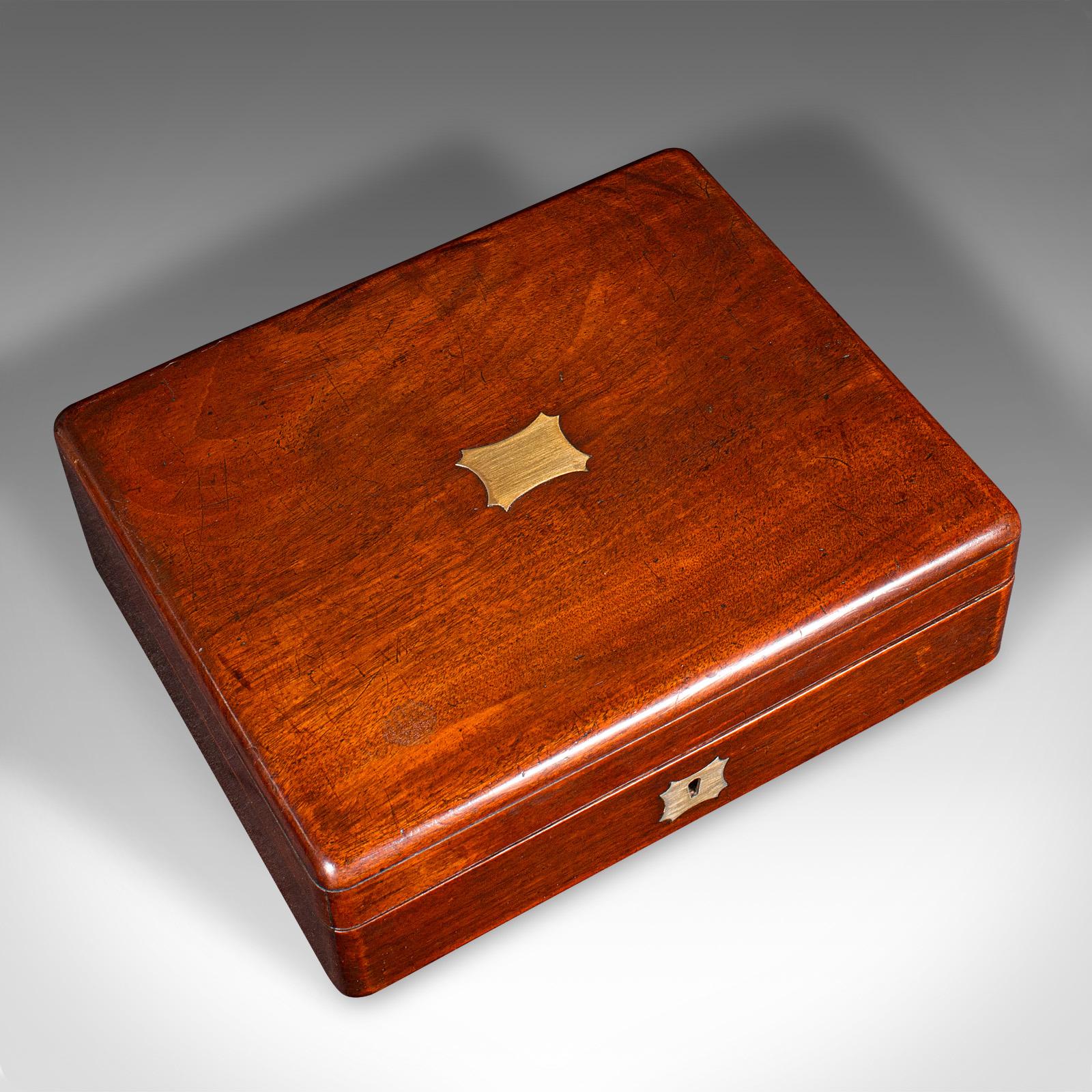 Small Antique Lined Jewellery Box, English, Keepsake Case, Victorian, Circa 1860 1