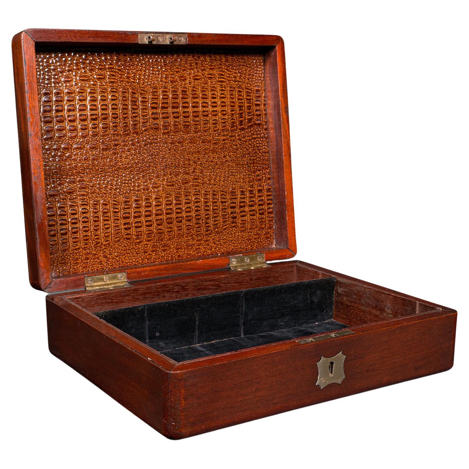 Small Antique Lined Jewellery Box, English, Keepsake Case, Victorian, Circa 1860
