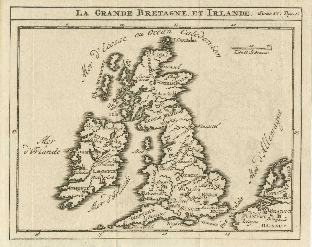 Rare Small Antique Map of Great Britain and Ireland