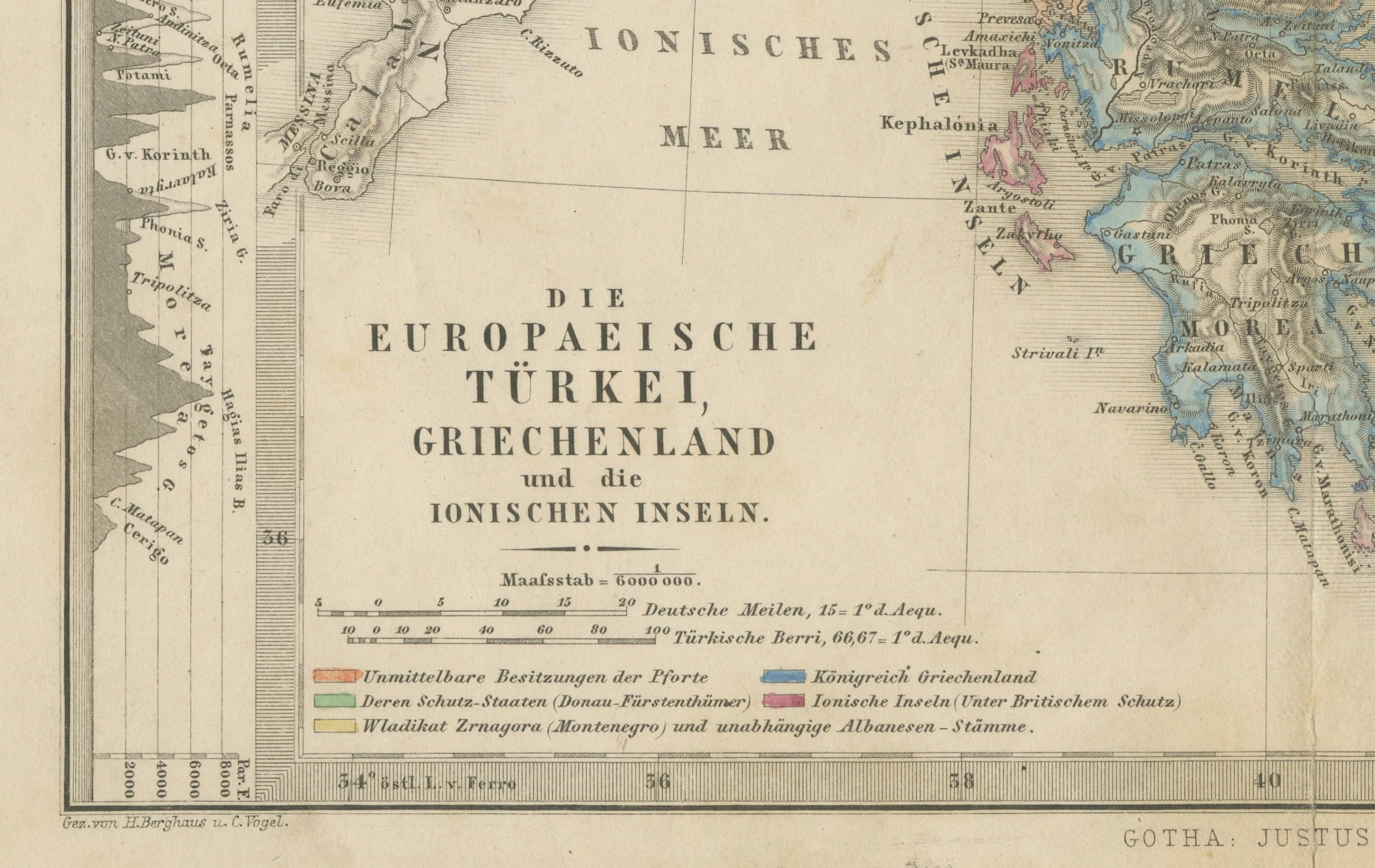 Paper Small Antique Map of the European Turkey, Greece & Ionian Islands – c.1860 For Sale