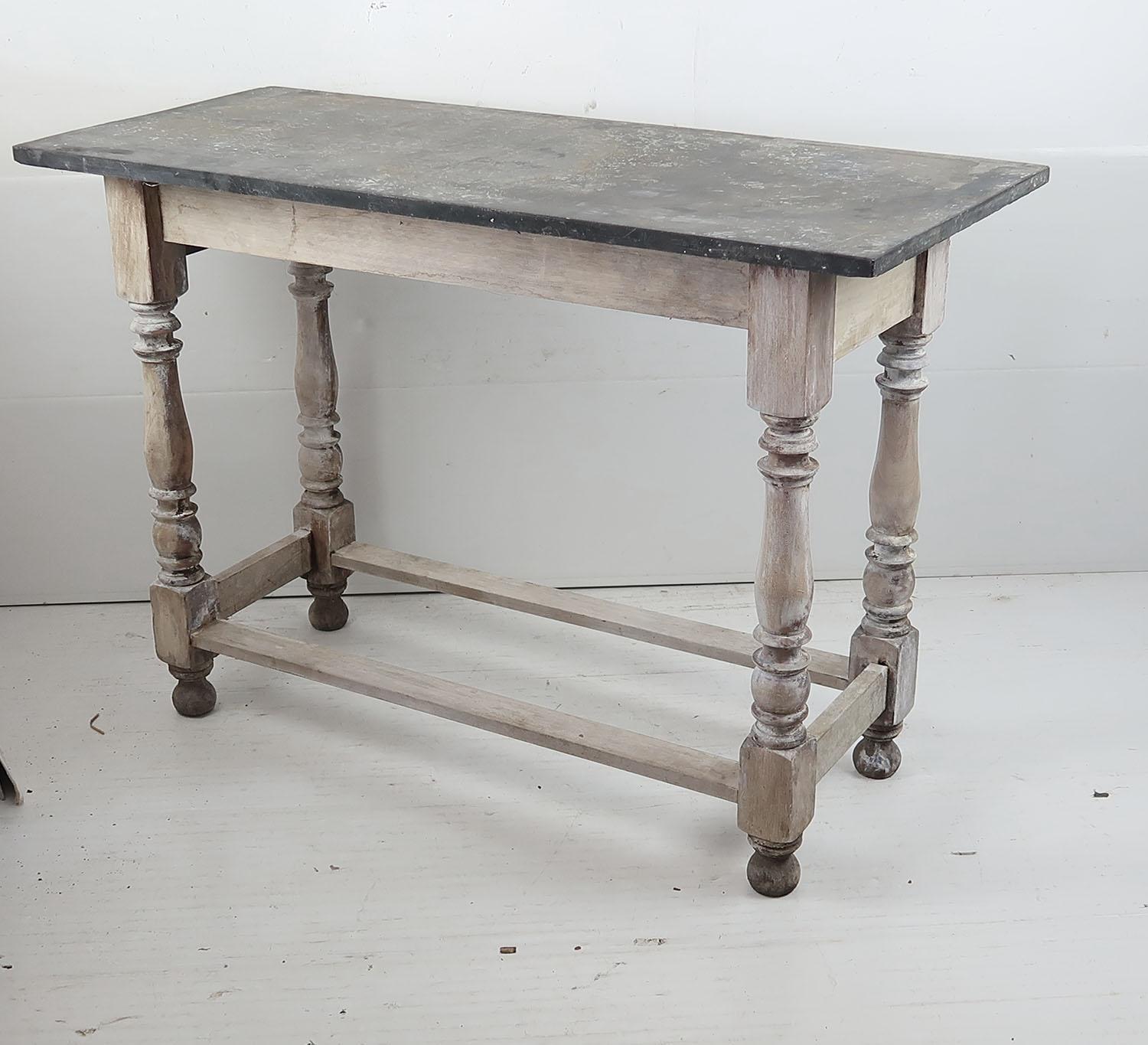 Wonderful characterful side table

Bleached tropical hardwood turned supports*

I particularly like the patina on the marble top.

*Because the timber is antique there is absolutely no problem shipping this piece to the United States and all