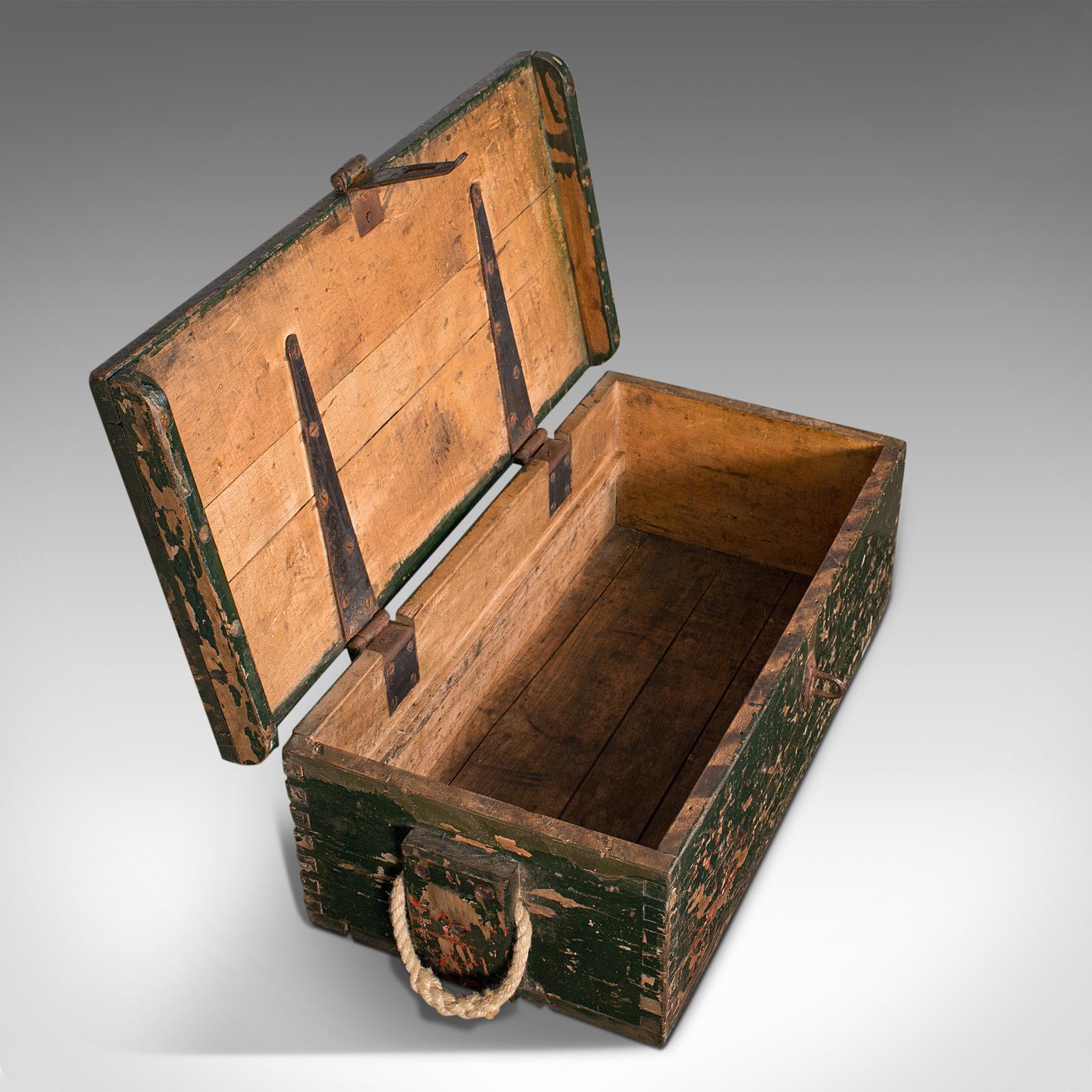 Small Antique Mariner's Trunk, English, Pine, Chest, Late Victorian, Circa 1900 2