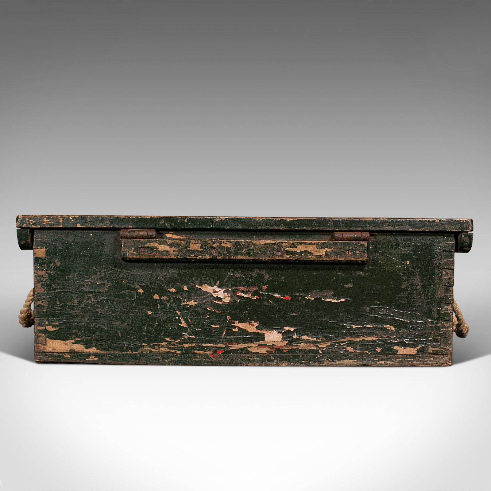 British Small Antique Mariner's Trunk, English, Pine, Chest, Late Victorian, Circa 1900 For Sale