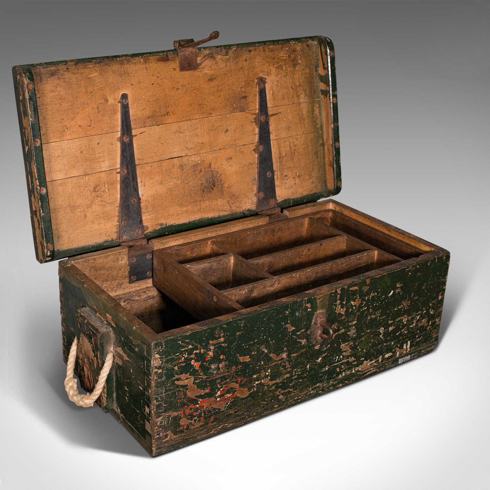 19th Century Small Antique Mariner's Trunk, English, Pine, Chest, Late Victorian, Circa 1900