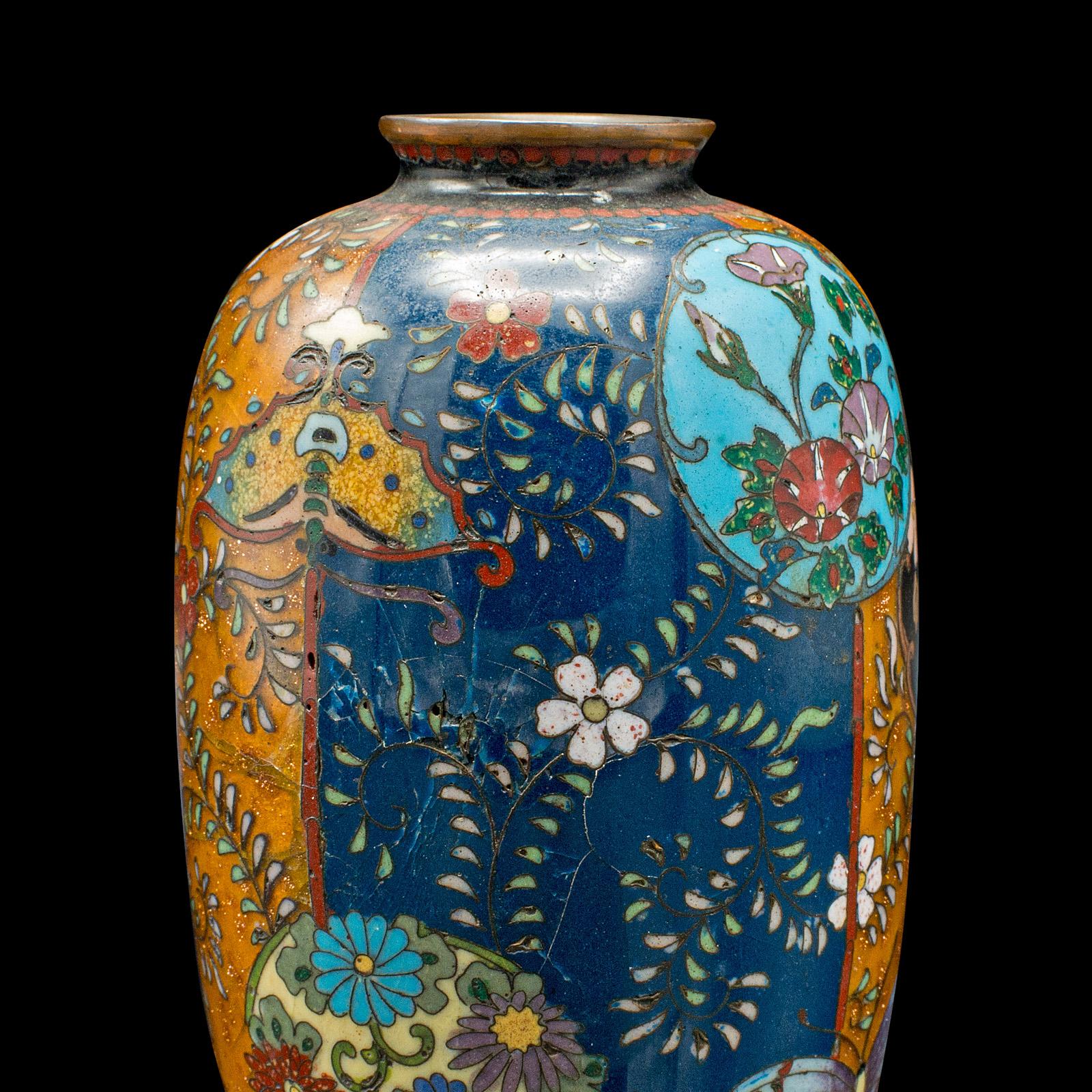Small Antique Meiji Posy Vase, Japanese, Nagoya Cloisonne Urn, Victorian, C.1900 For Sale 4