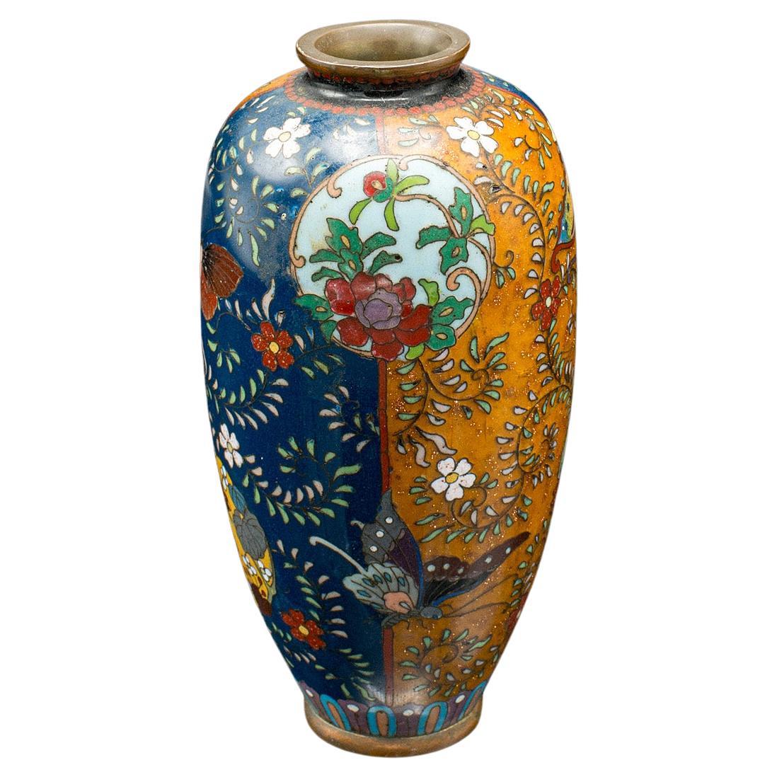 Small Antique Meiji Posy Vase, Japanese, Nagoya Cloisonne Urn, Victorian, C.1900