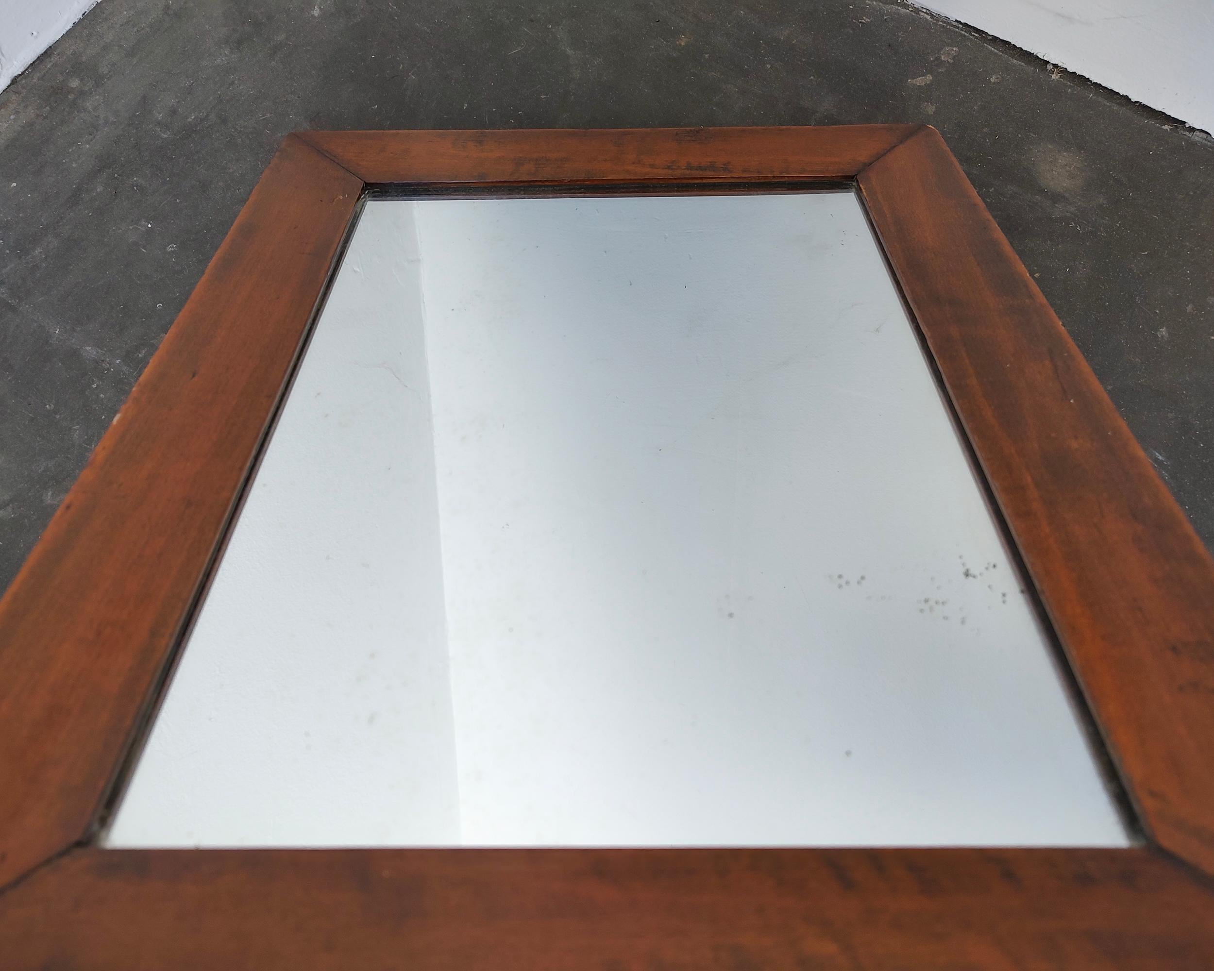 Small Antique Mitered Wood Frame Wall Mirror Early 20th Century For Sale 3