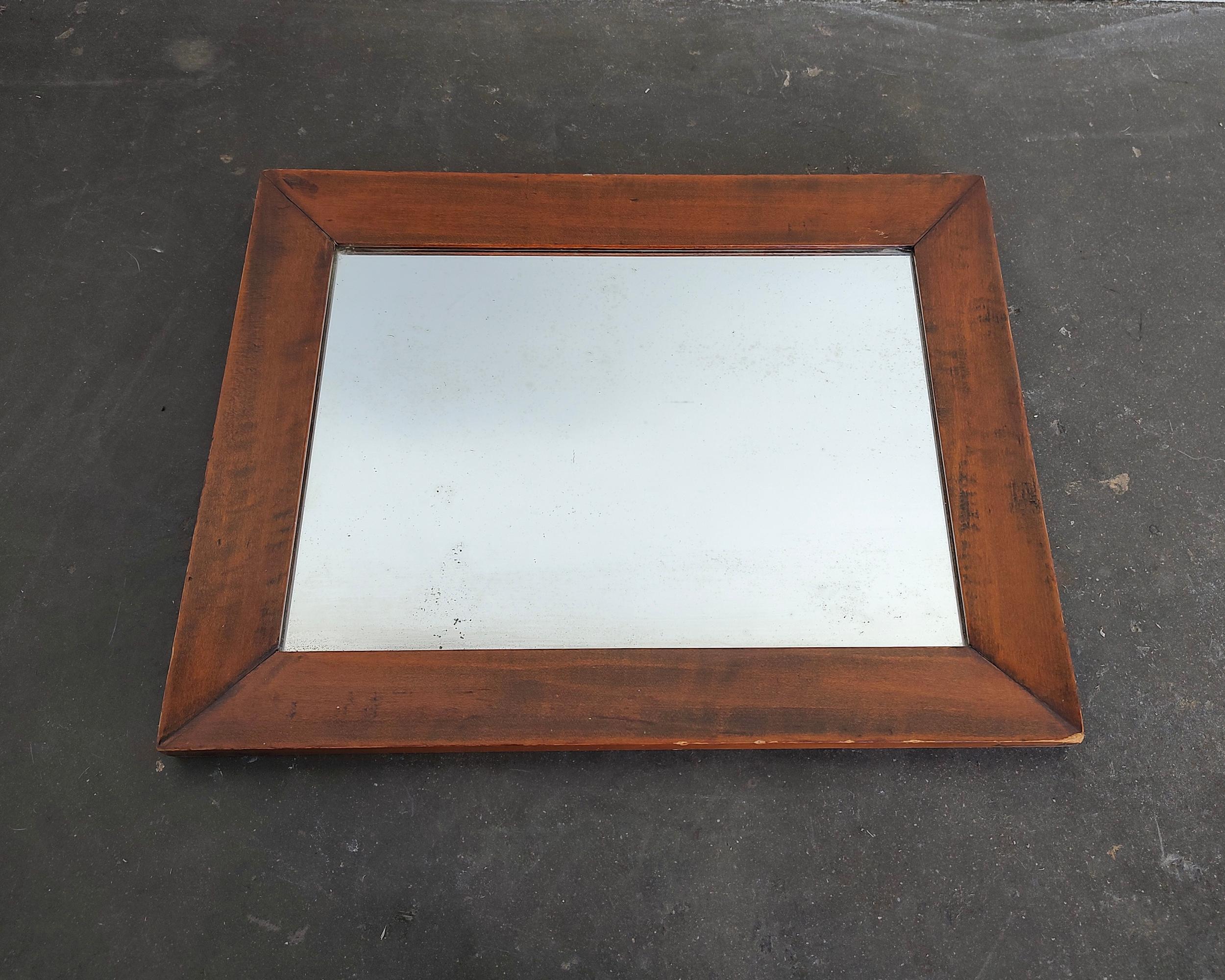 Small Antique Mitered Wood Frame Wall Mirror Early 20th Century For Sale 4