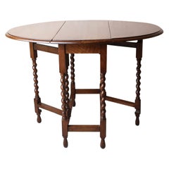 Small Antique Oak Gateleg Barley Twist Table . English, C.1920