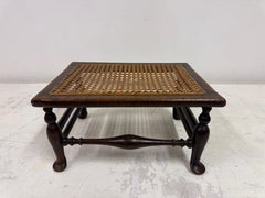 Small Antique Oak Stool with Canework