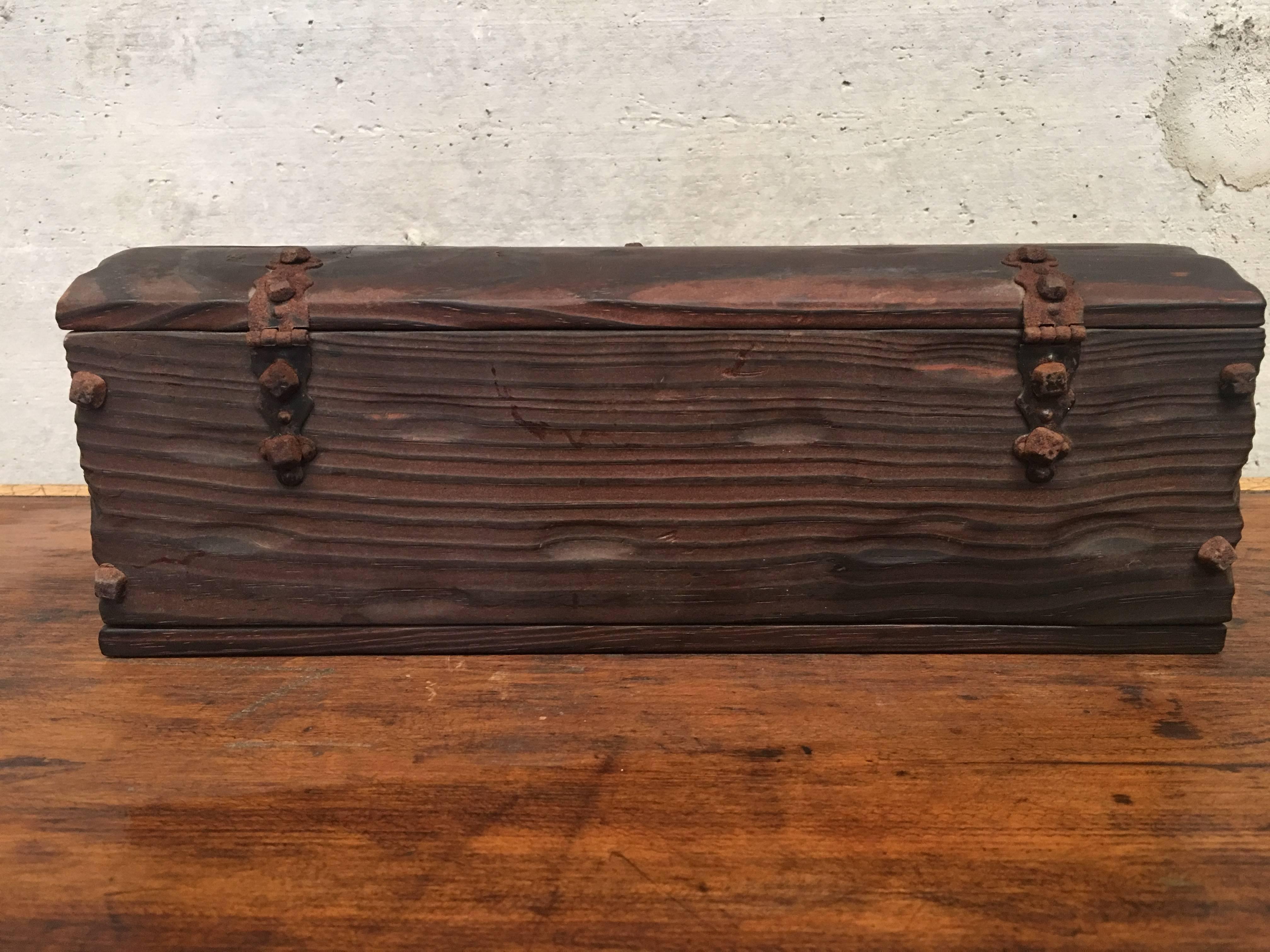 Spanish Small Antique Oak Table Trunk - Box from Spain, 18th Century
