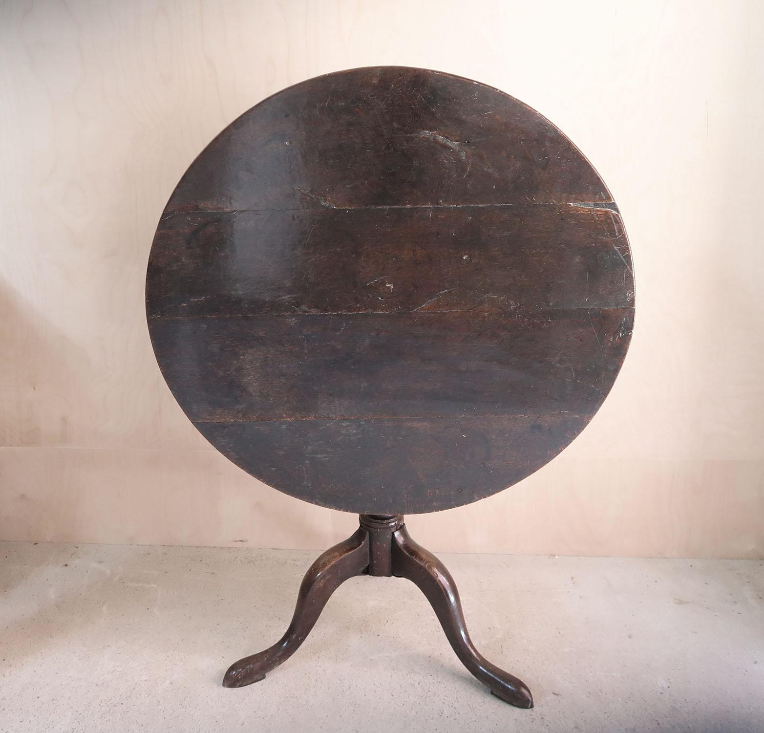 Rustic Small Antique Oak Tripod Table, English Georgian, circa 1780