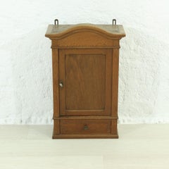 Small Antique Oak Veneer Wall-Mounted Cabinet