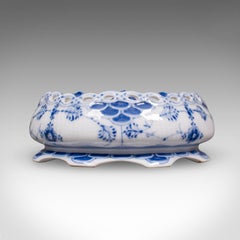 Small Antique Olive Dish, Danish Ceramic, Canapé Serving Bowl, Victorian, C.1900