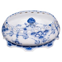 Small Antique Olive Dish, Danish Ceramic, Canapé Serving Bowl, Victorian, C.1900
