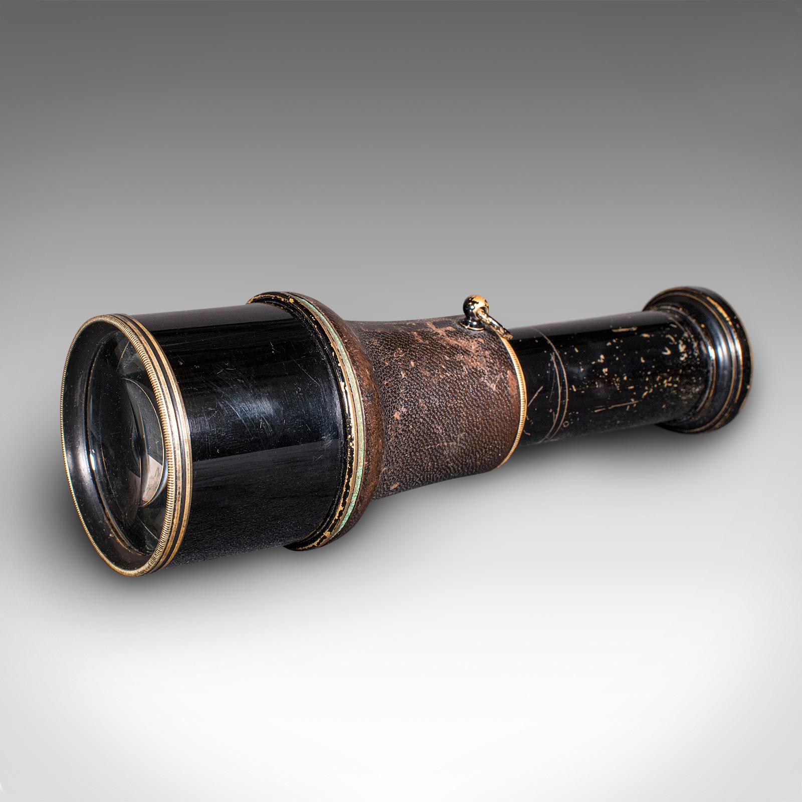 Victorien Petit monoculaire d'opéra ancien, allemand, laiton, cuir, Scope, victorien en vente