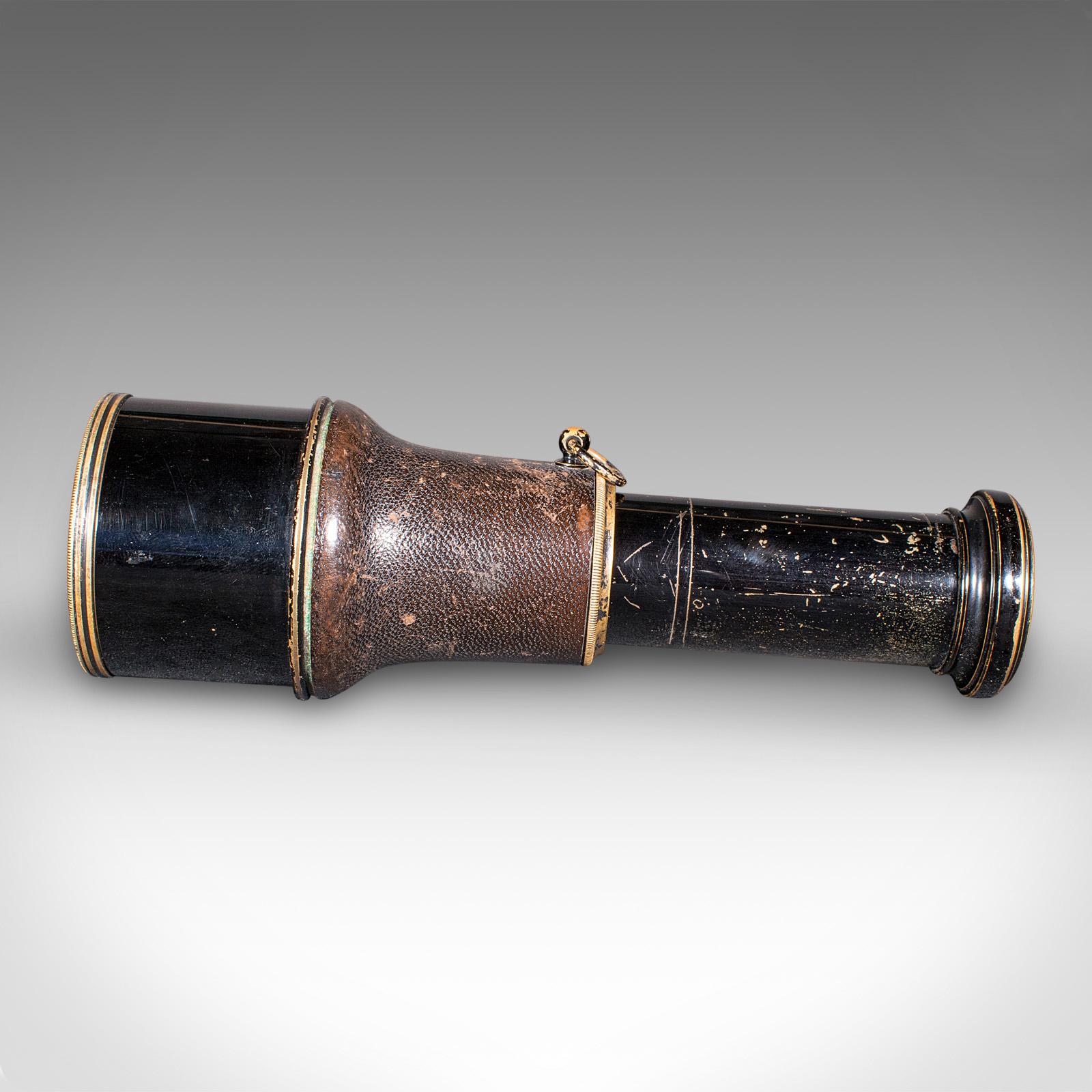Allemand Petit monoculaire d'opéra ancien, allemand, laiton, cuir, Scope, victorien en vente