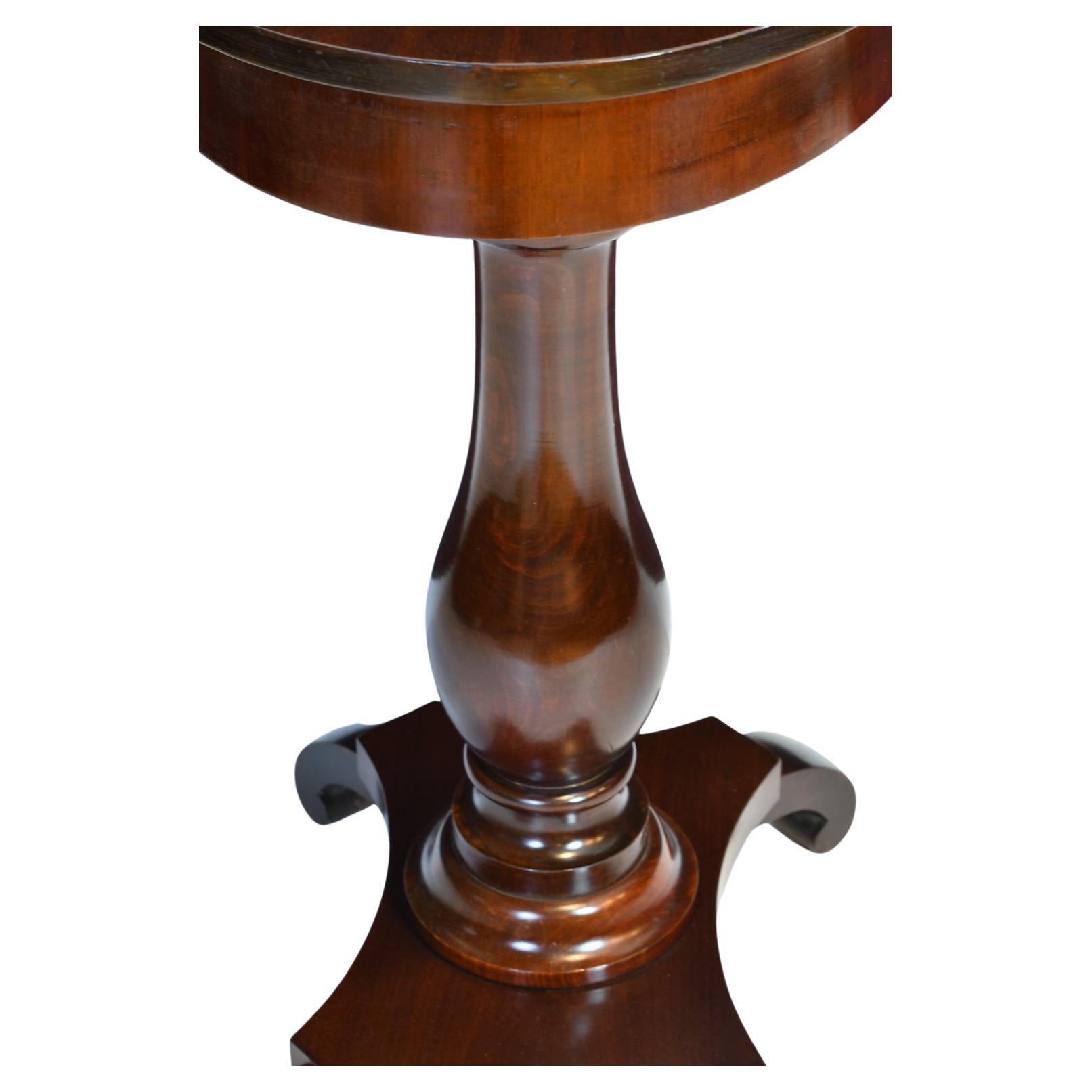 Small Antique Oval Pedestal Table or Work Table in Dark-Stained Mahogany For Sale 9
