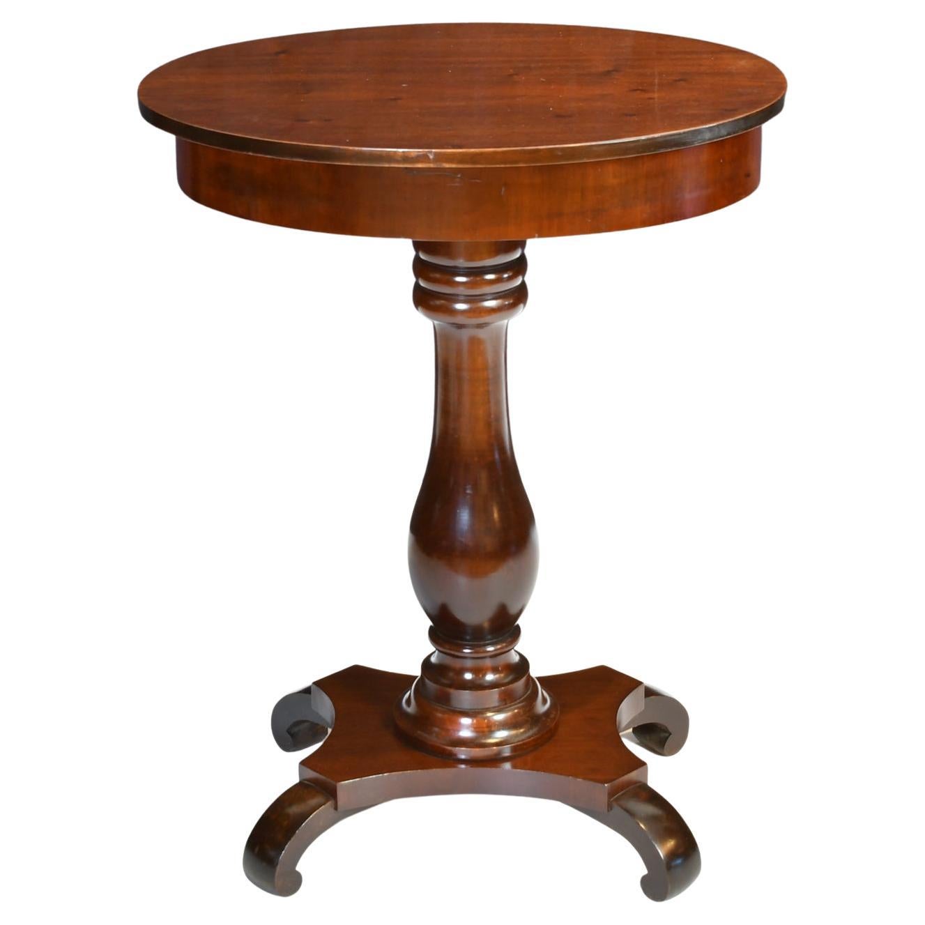 Early 20th Century Small Antique Oval Pedestal Table or Work Table in Dark-Stained Mahogany For Sale