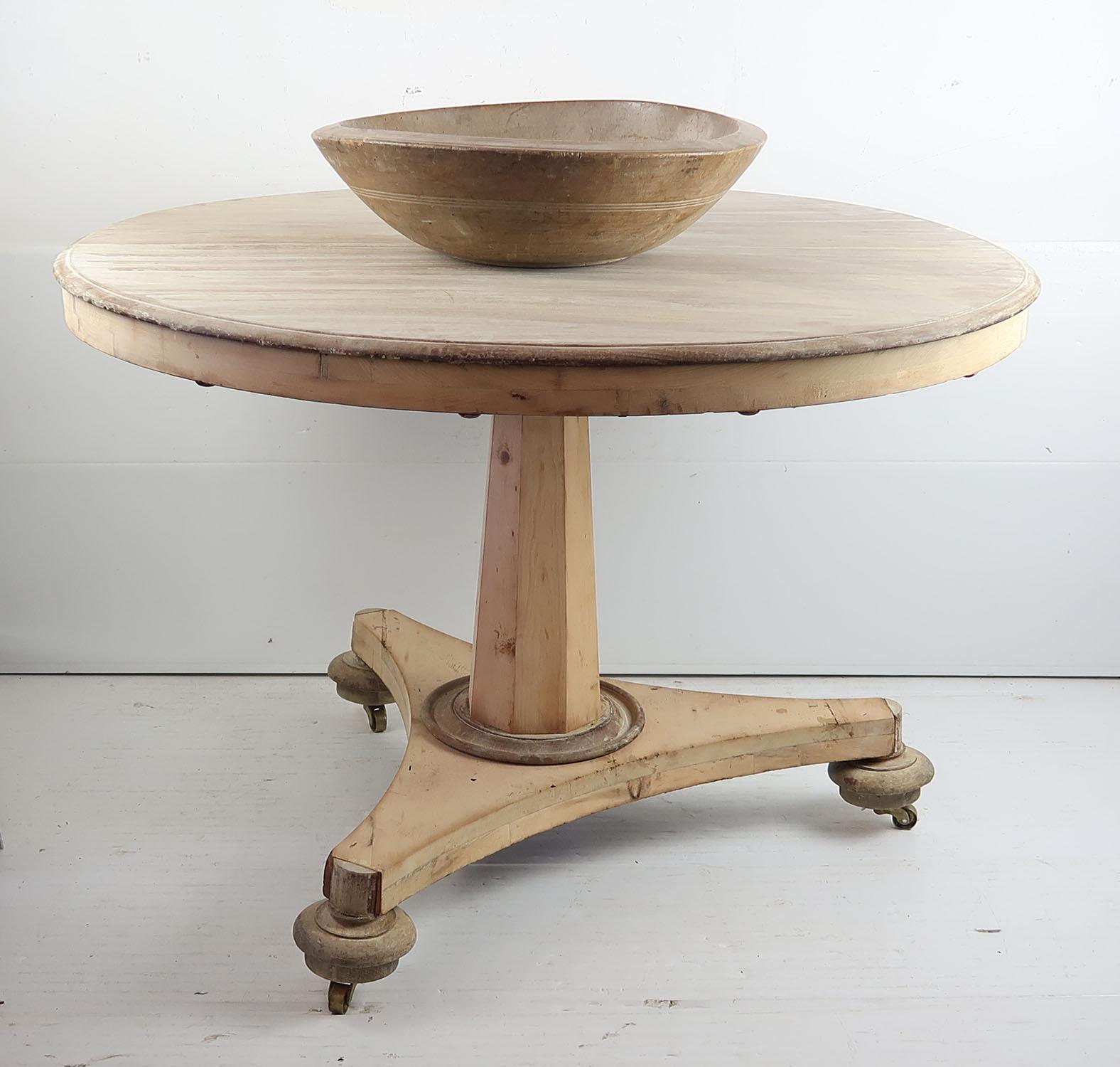 English Small Antique Palladian Style Round Bleached Table