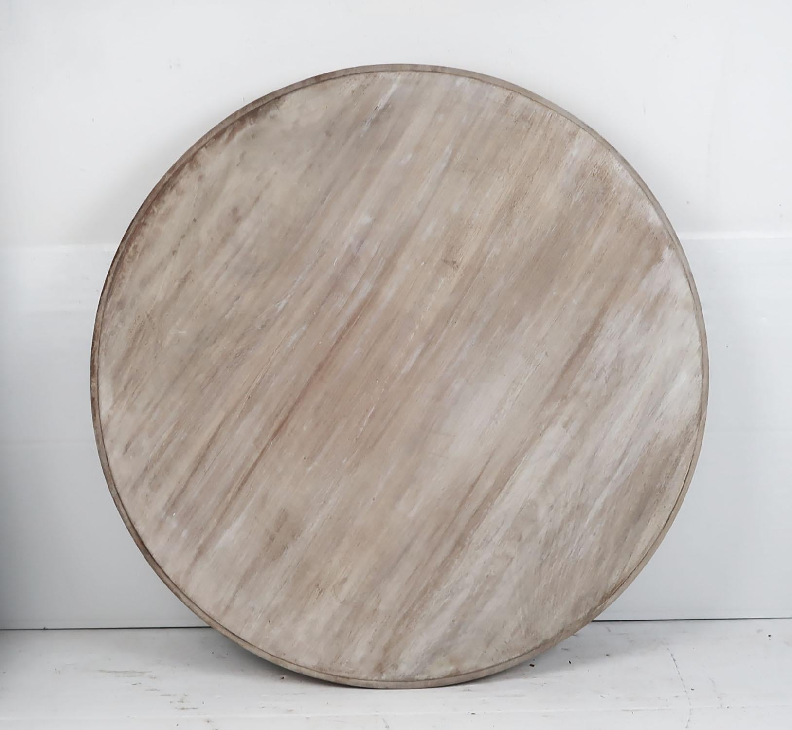 English Small Antique Palladian Style Round Bleached Mahogany and Pine Table