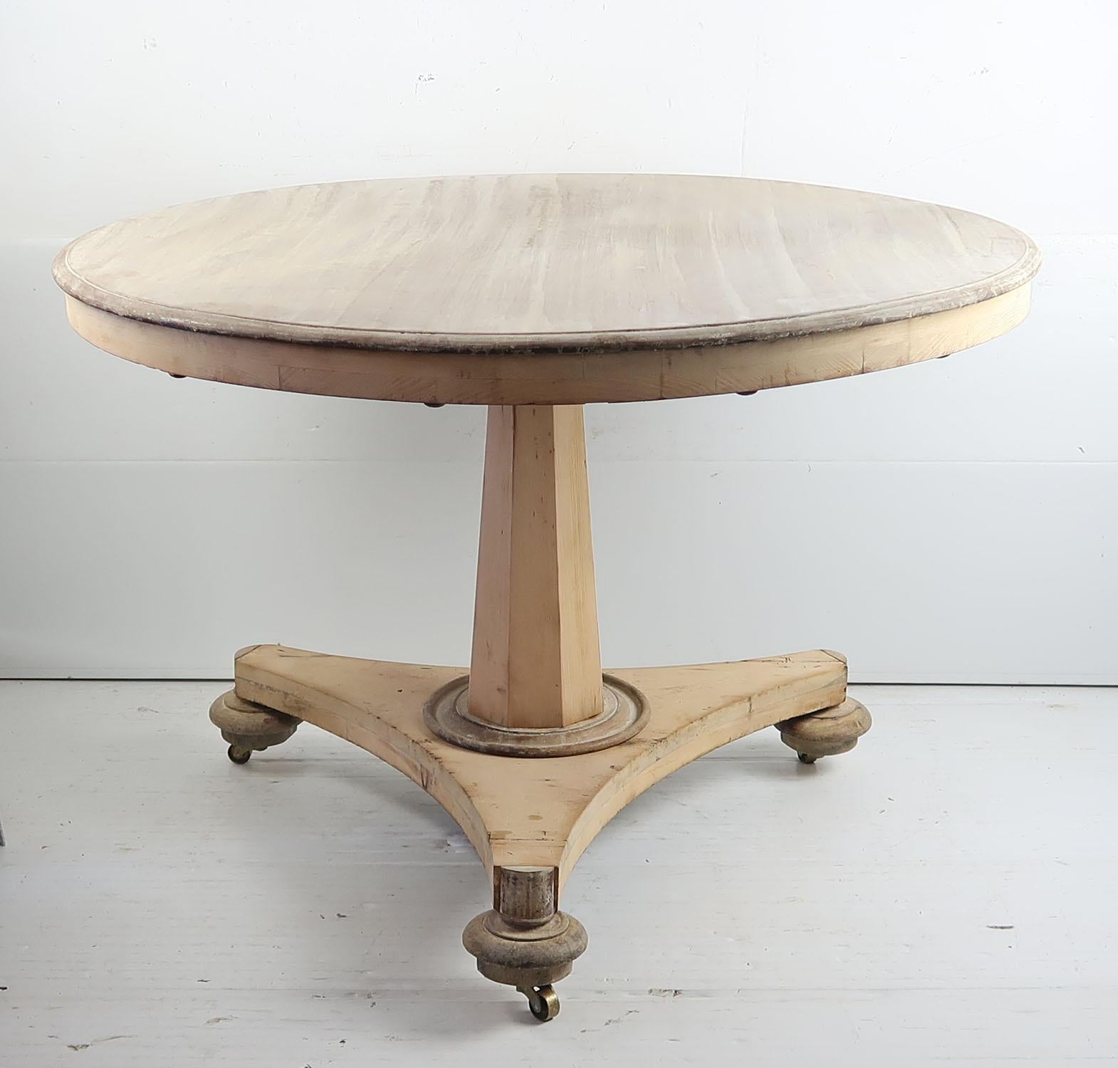 Mid-19th Century Small Antique Palladian Style Round Bleached Table