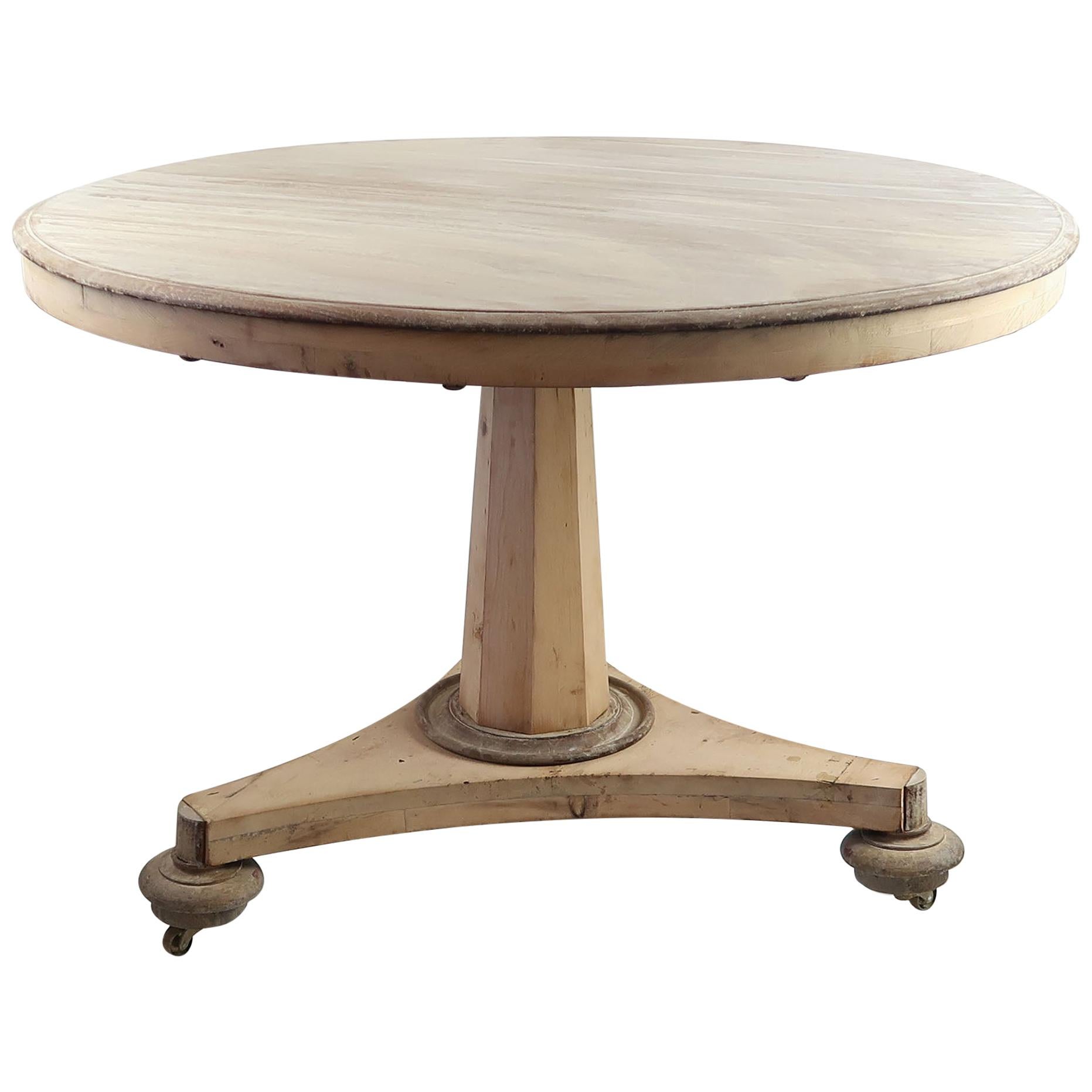 Small Antique Palladian Style Round Bleached Table