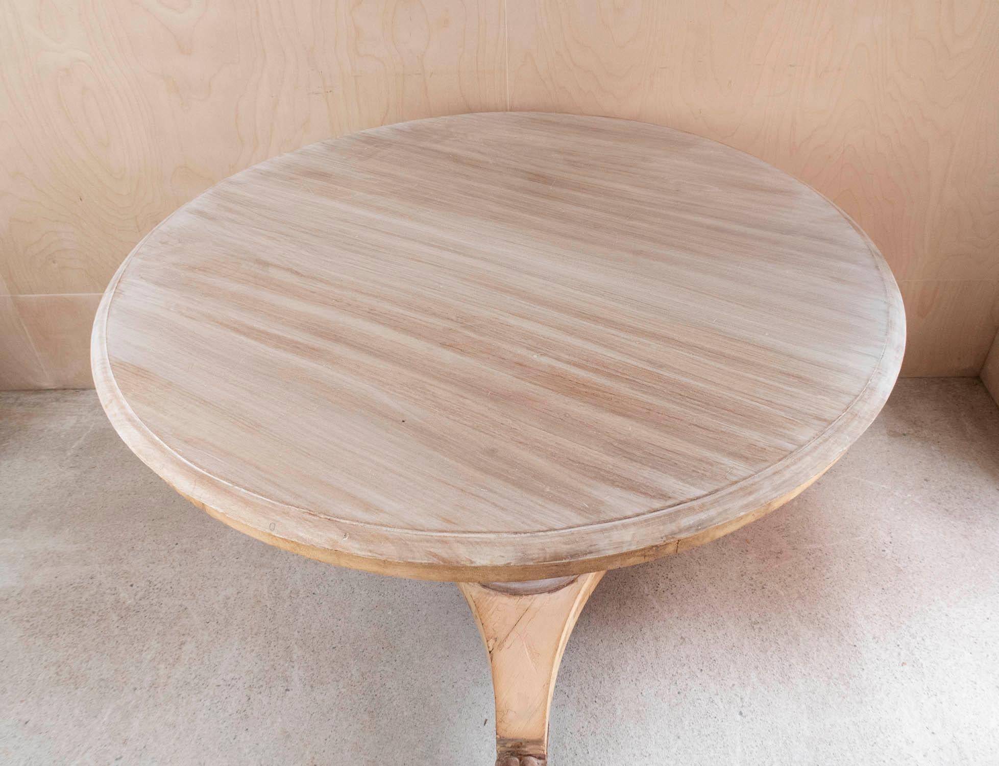 Wood Small Antique Palladian Style Round Bleached Table, English, C.1835