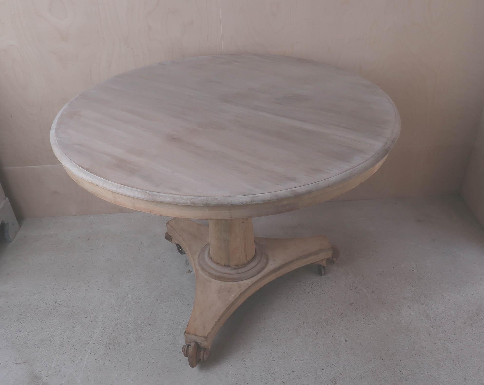 Wood Small Antique Palladian Style Round Bleached Table, English, C.1835