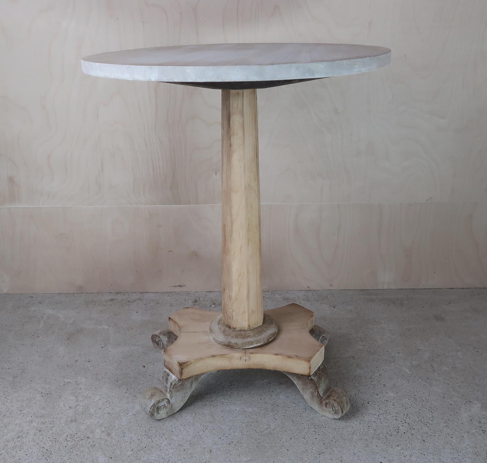 English Small Antique Palladian Style Round Bleached Table