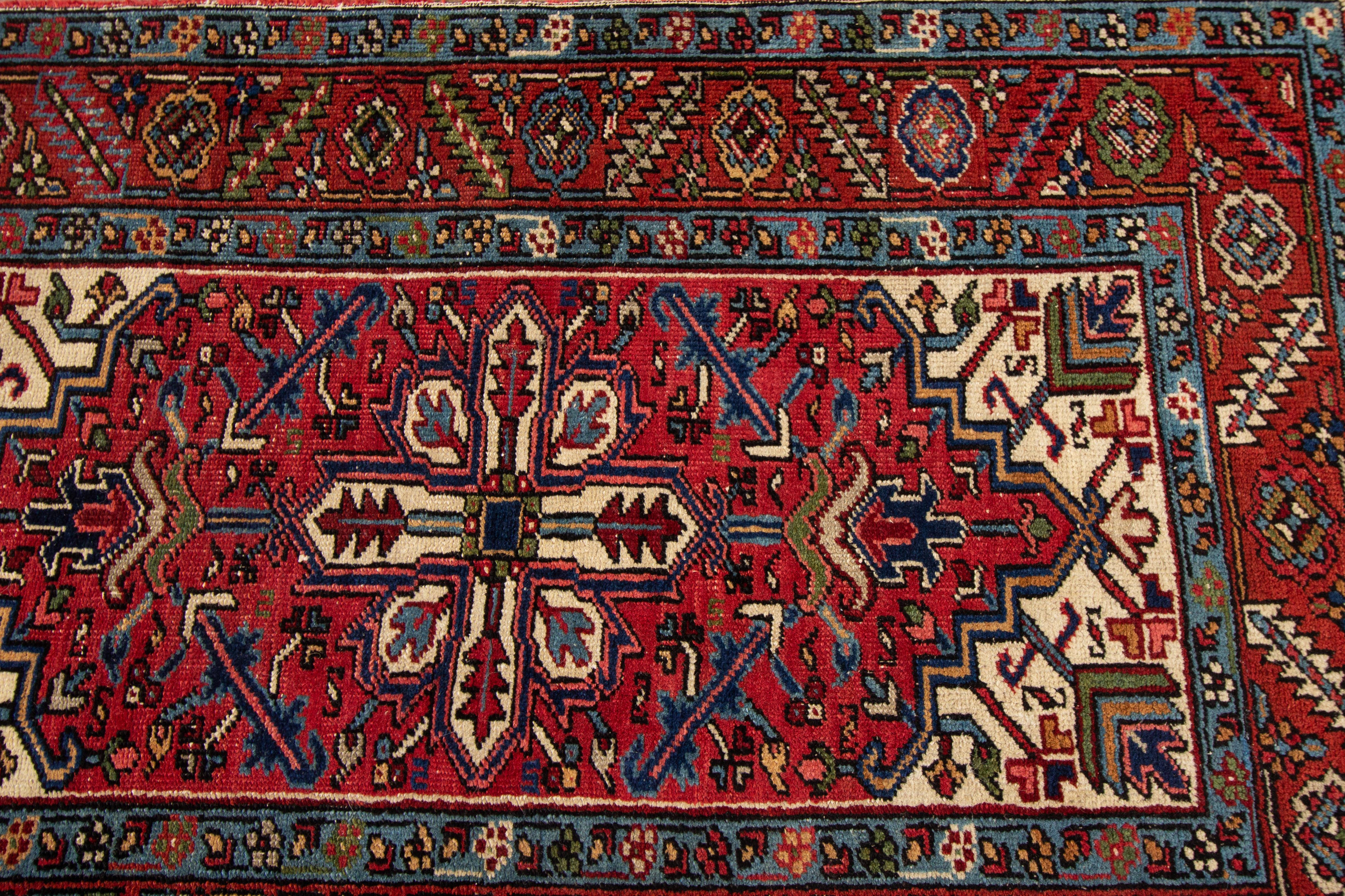 Early 20th Century Small Antique Persian Heriz Rug