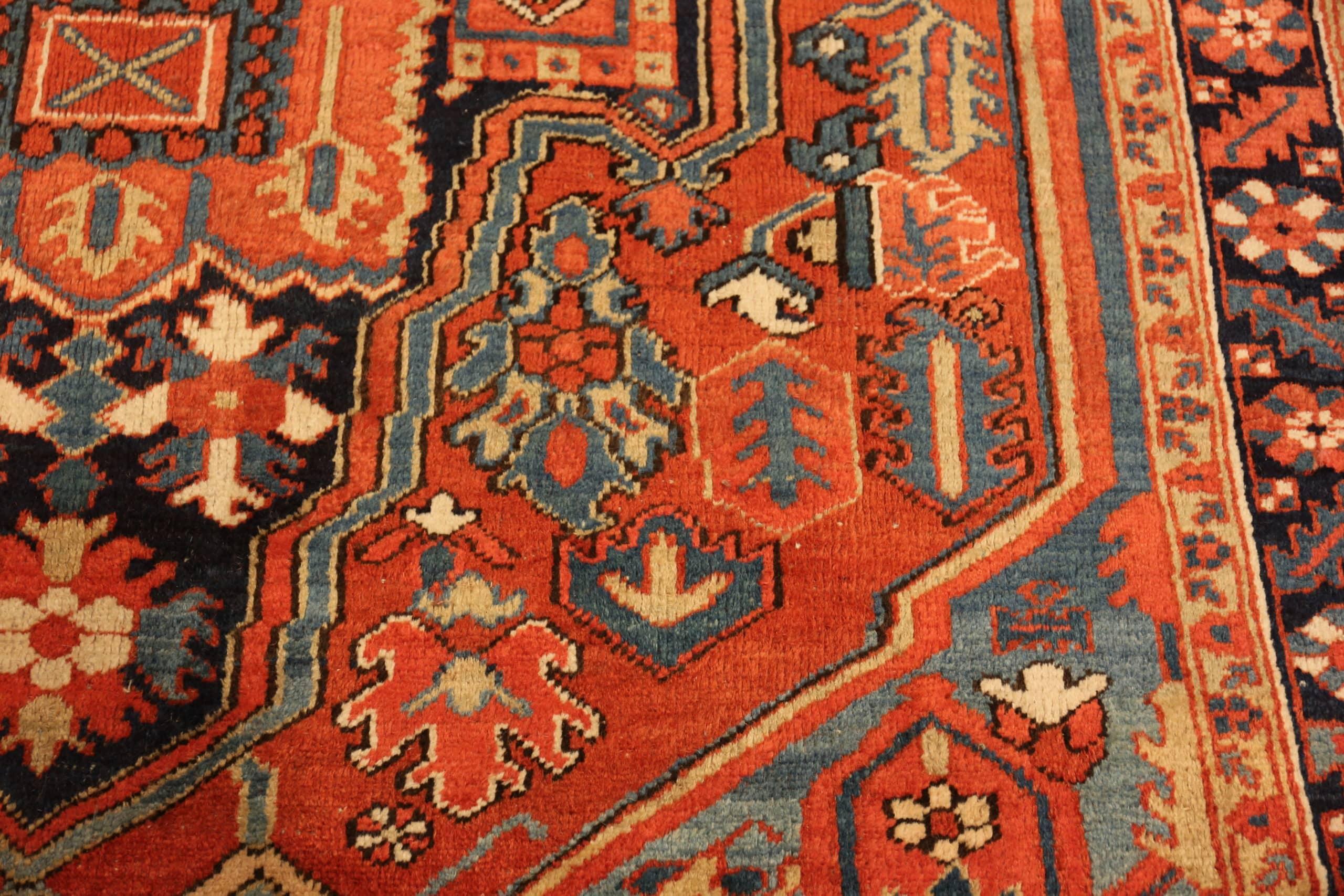20th Century Small Antique Persian Heriz Rug. Size: 6 ft 5 in x 8 ft