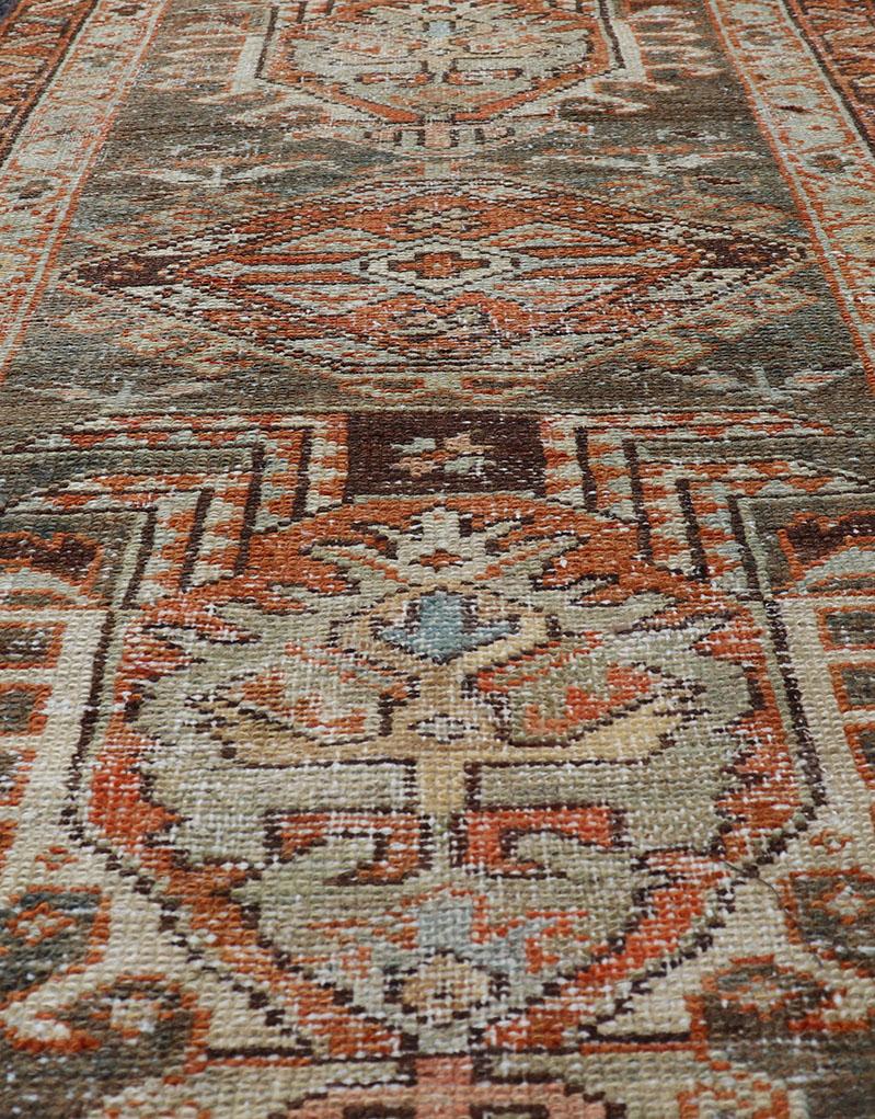 Small Antique Persian Karadjeh Rug with All-Over Sub-Geometric Medallion Design In Good Condition For Sale In Atlanta, GA