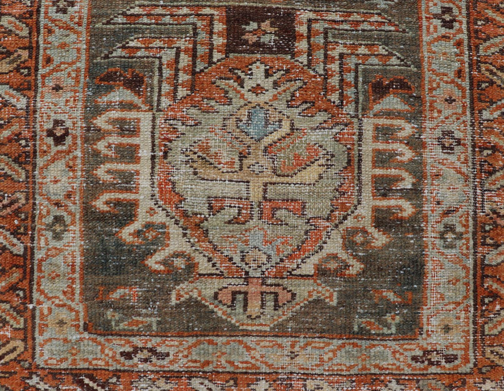 Small Antique Persian Karadjeh Rug with All-Over Sub-Geometric Medallion Design For Sale 1