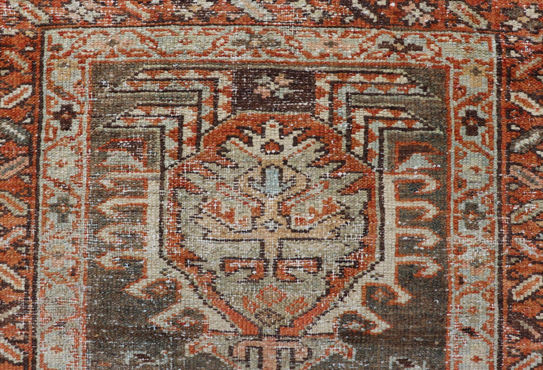 Small Antique Persian Karadjeh Rug with All-Over Sub-Geometric Medallion Design For Sale 2