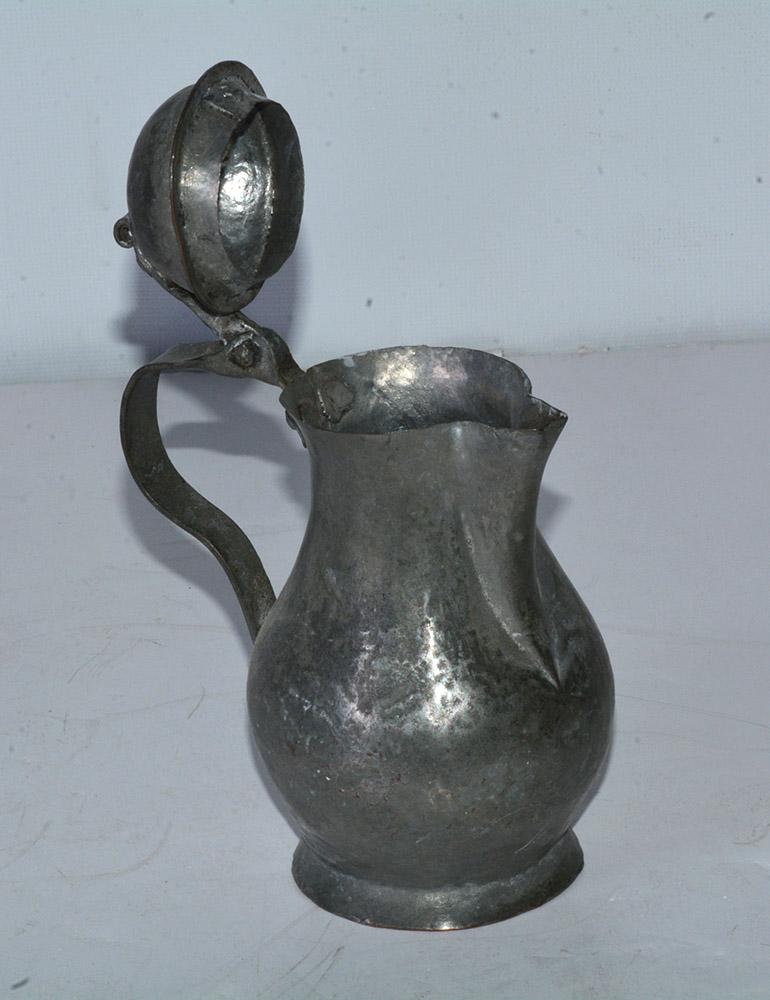 American Colonial Small Antique Pewter Lidded Pot