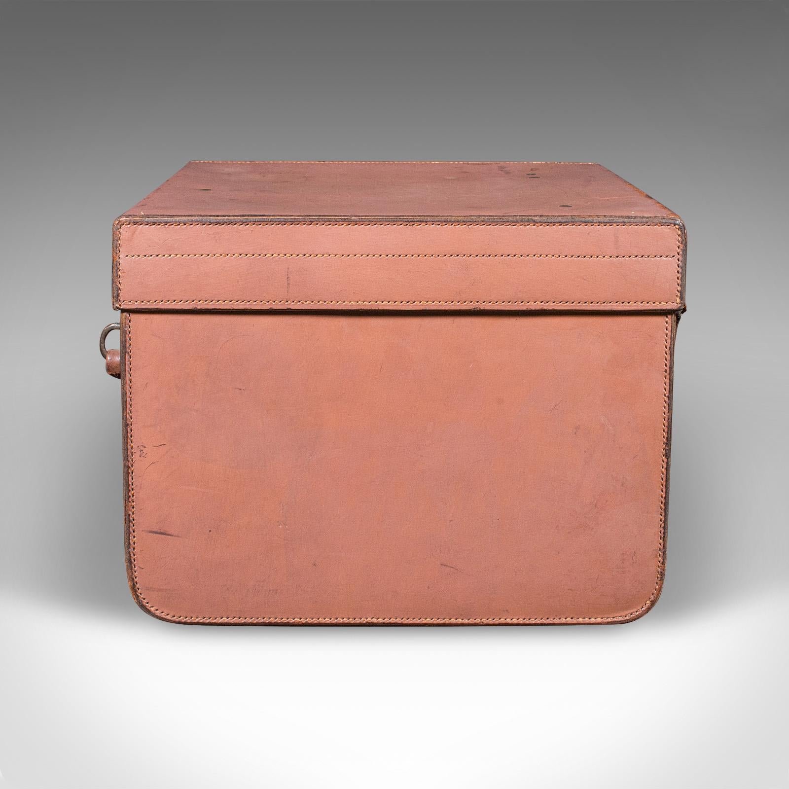 20th Century Small Antique Picnic Case, English, Leather, Suitcase, John Pound, Circa 1920 For Sale