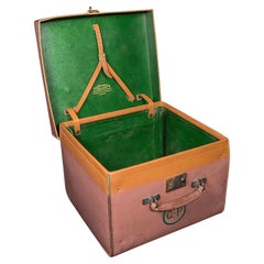 Petit coffret de pique-nique ancien, anglais, cuir, valise, John Pound, vers 1920