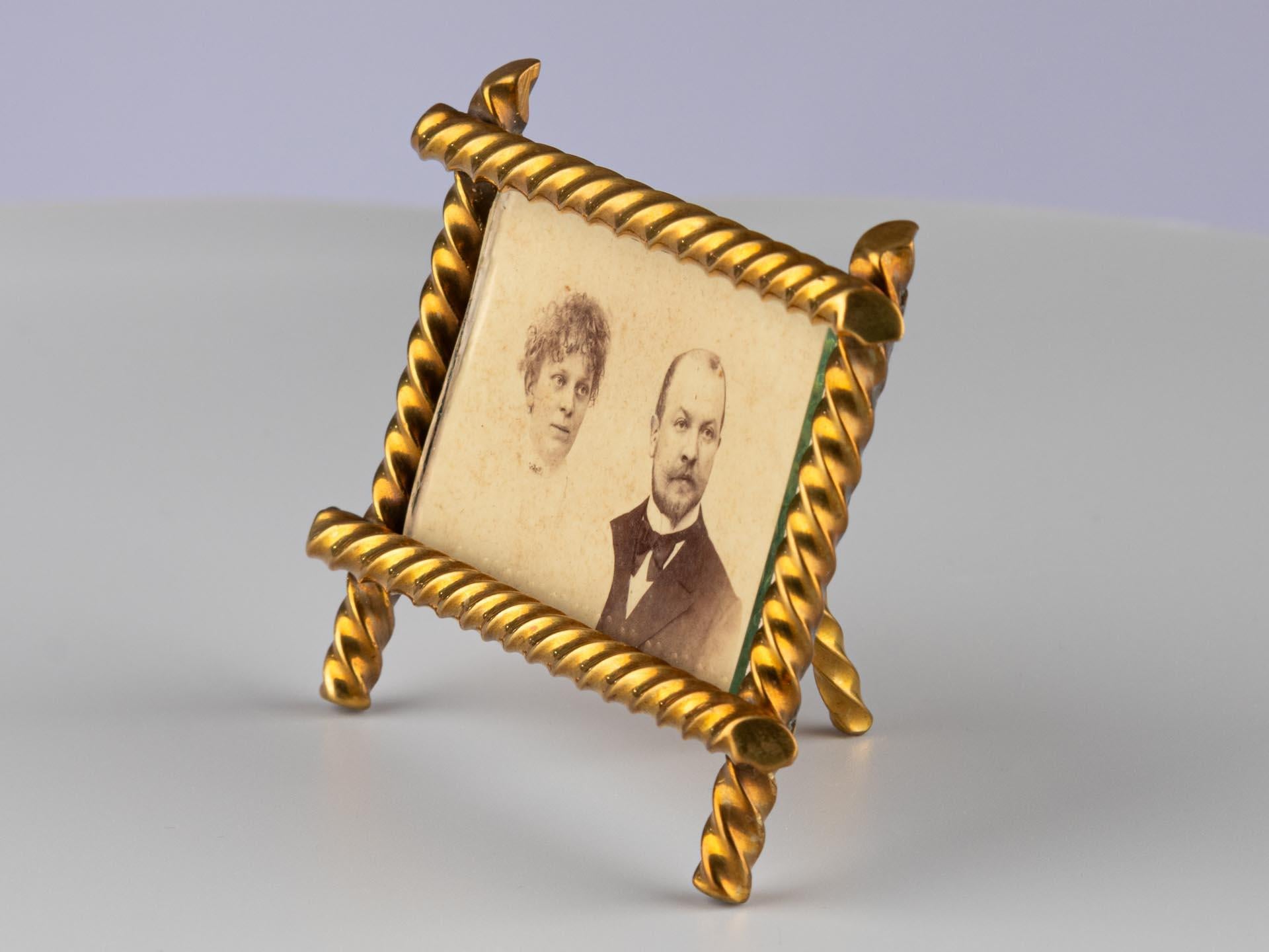 French Small Antique Picture Frame, Rotated Photo Frame, France, Circa 1880, 7 x 4 cm For Sale