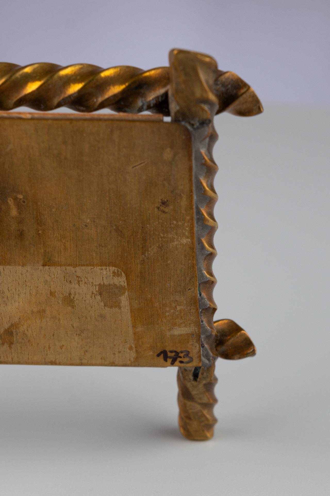 Brass Small Antique Picture Frame, Rotated Photo Frame, France, Circa 1880, 7 x 4 cm For Sale