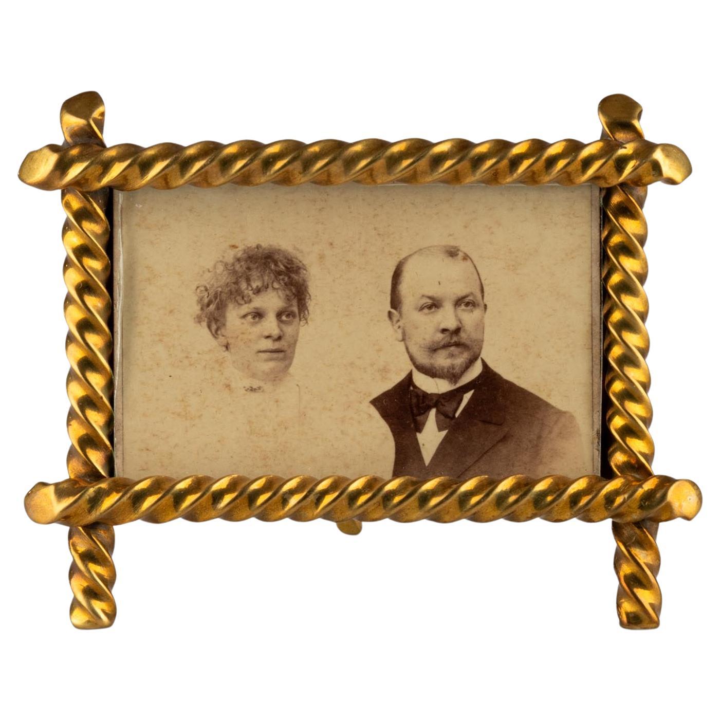 Small Antique Picture Frame, Rotated Photo Frame, France, Circa 1880, 7 x 4 cm