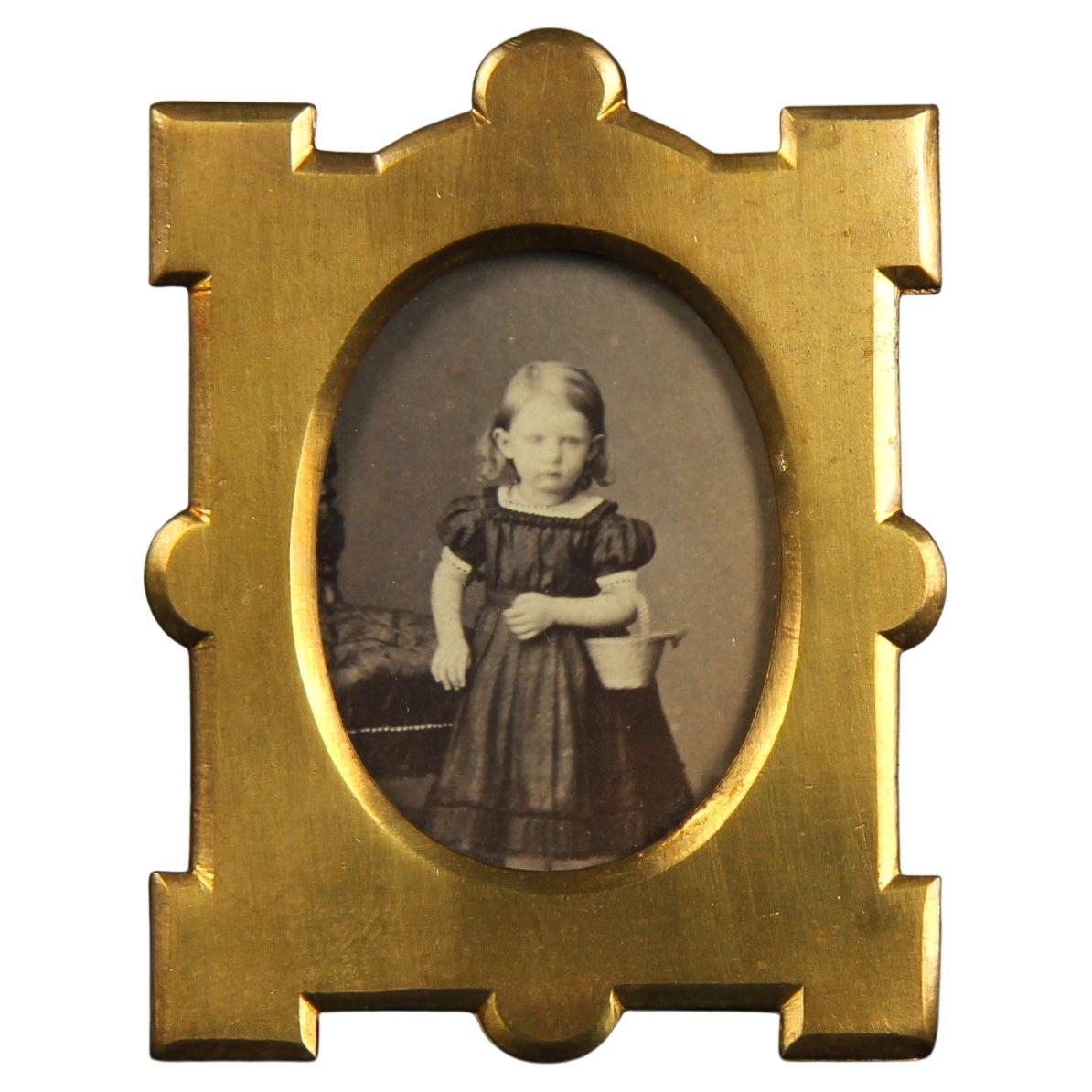 Pequeño marco antiguo, marco de fotos victoriano, Francia, década de 1880, 3 x 4 cm